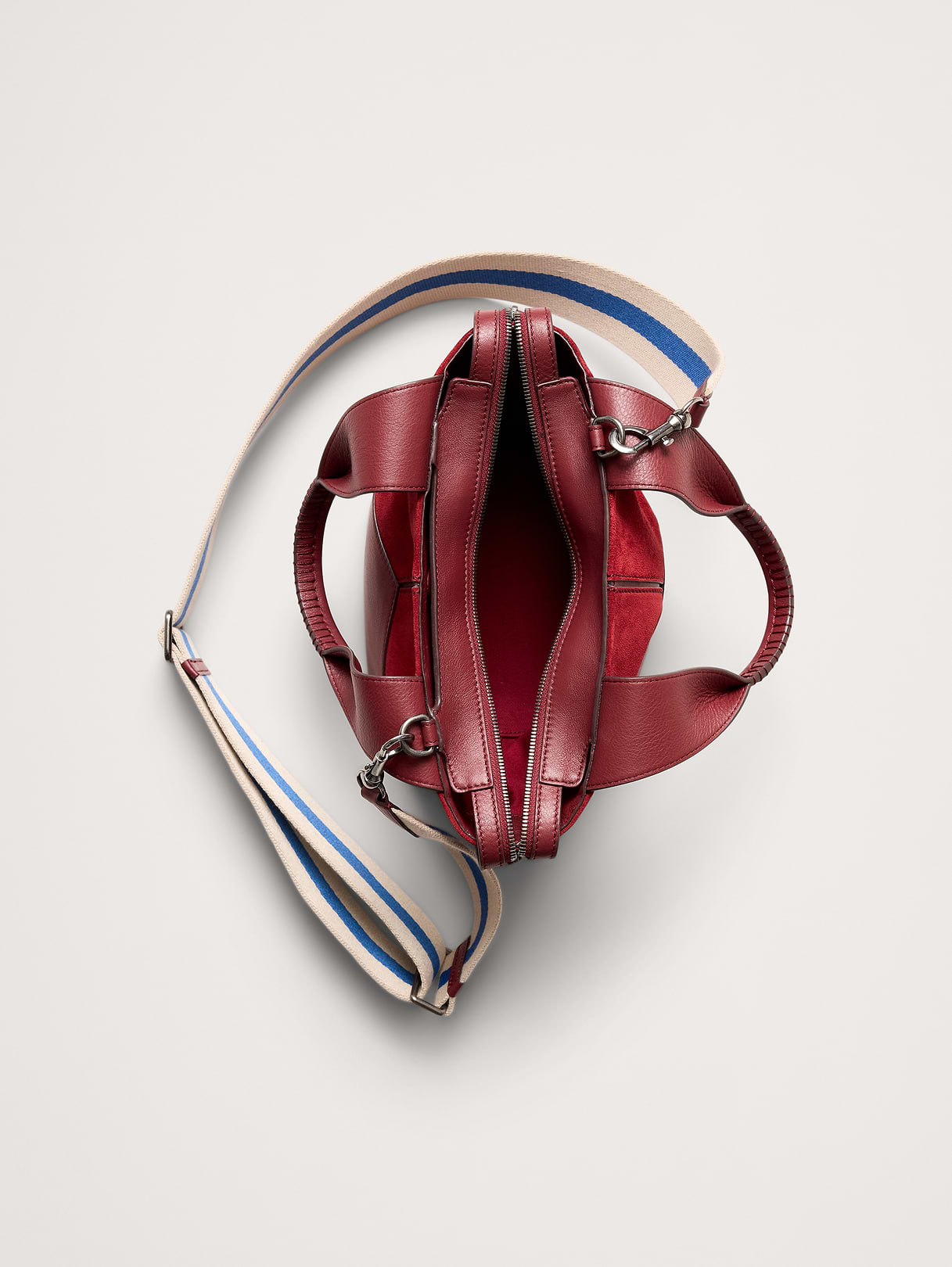 Mini Zip Tote - Dark Red Suede