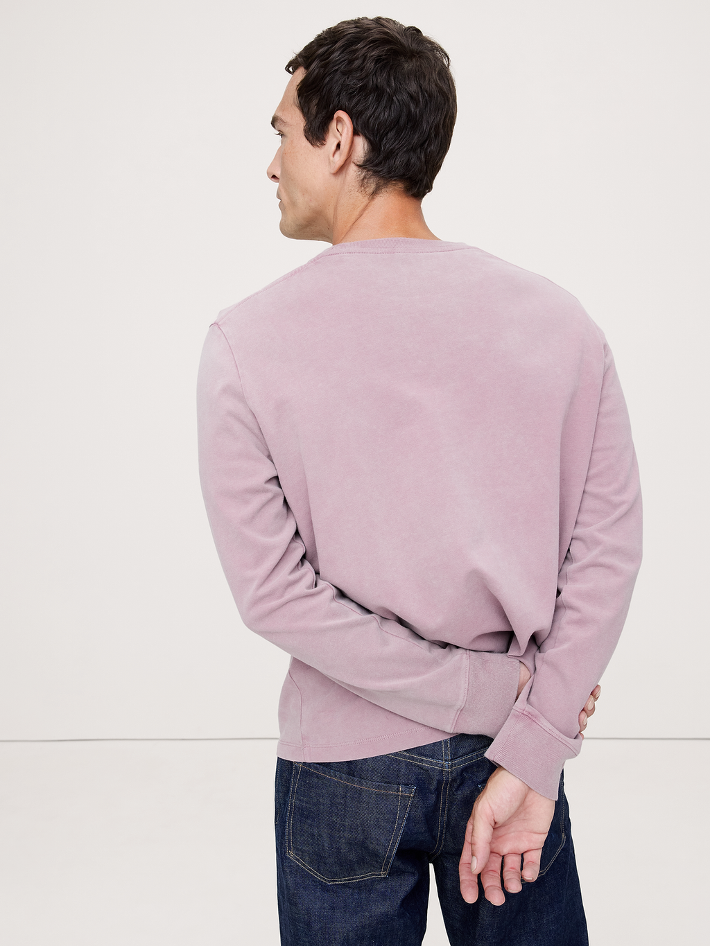 Sueded Cotton Long-Sleeve T-Shirt - Black Berry