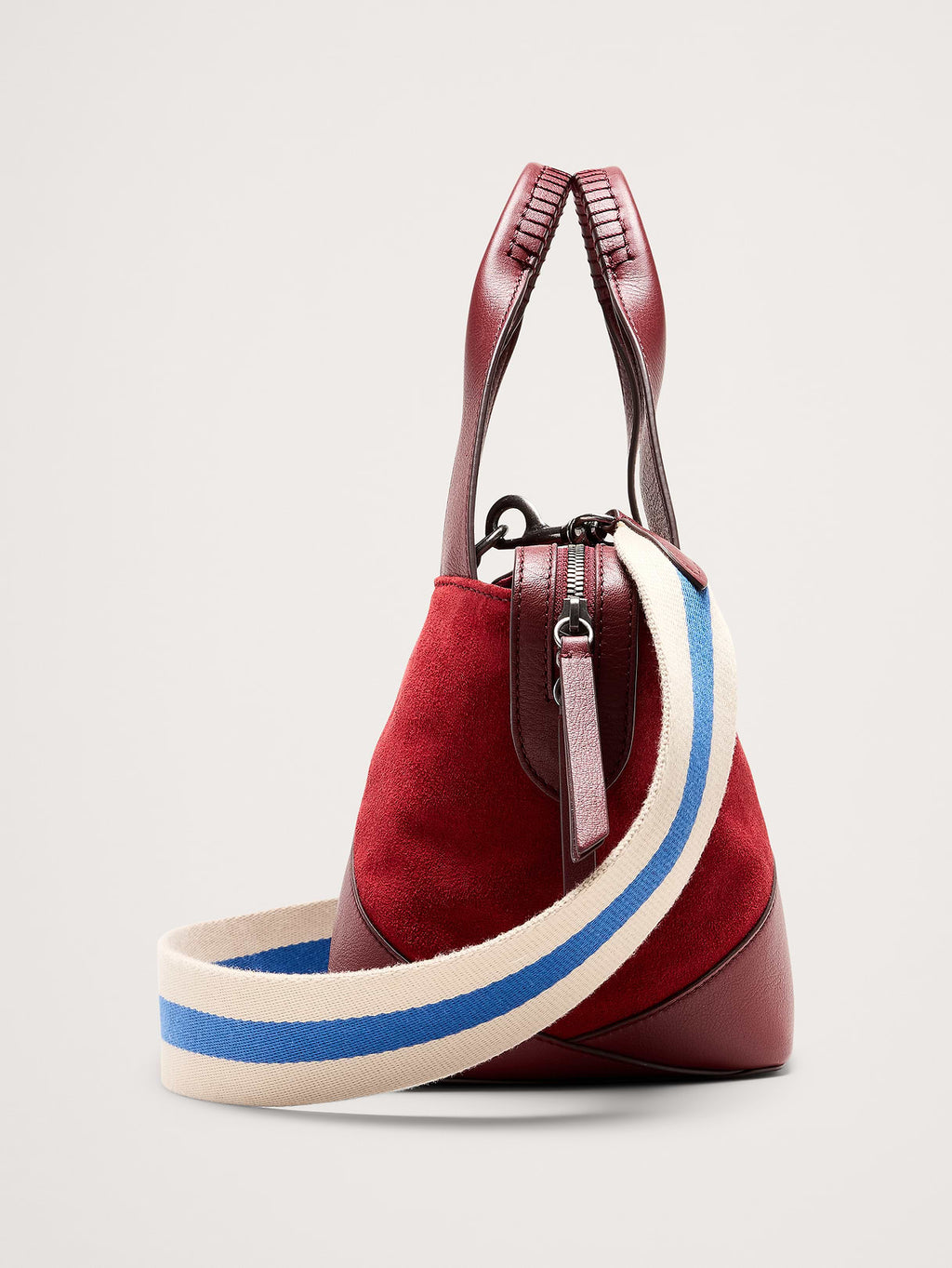 Mini Zip Tote - Dark Red Suede
