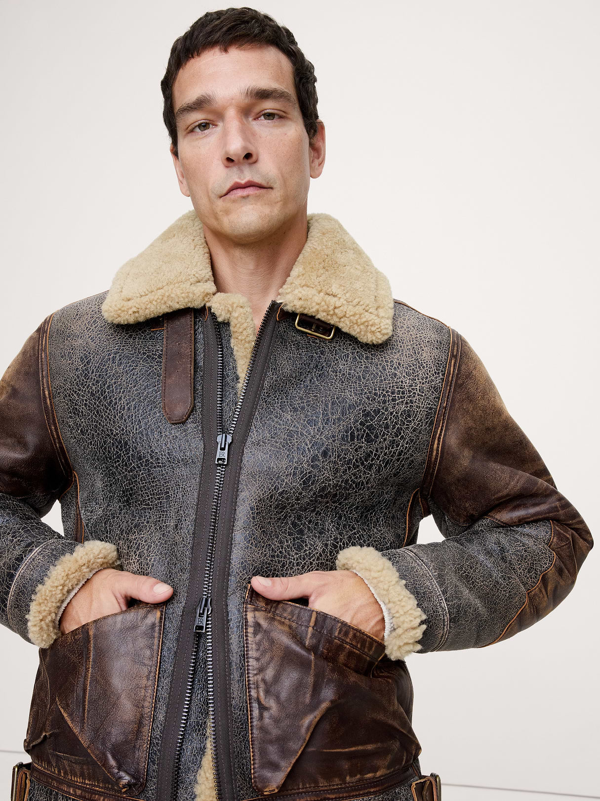 Shearling Flight Jacket - Brown
