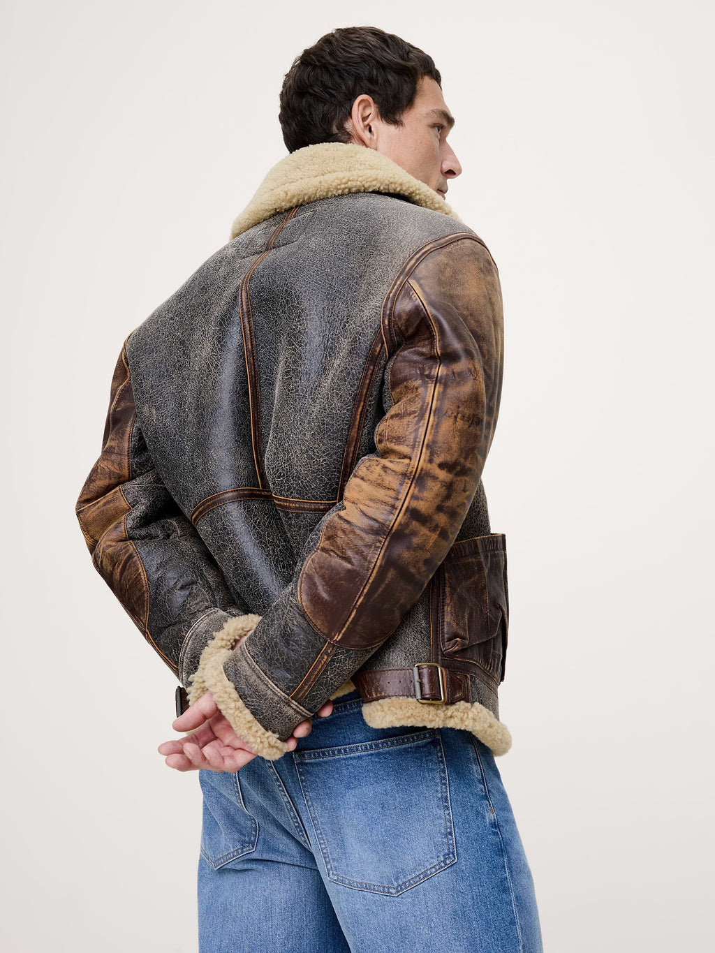 Shearling Flight Jacket - Brown