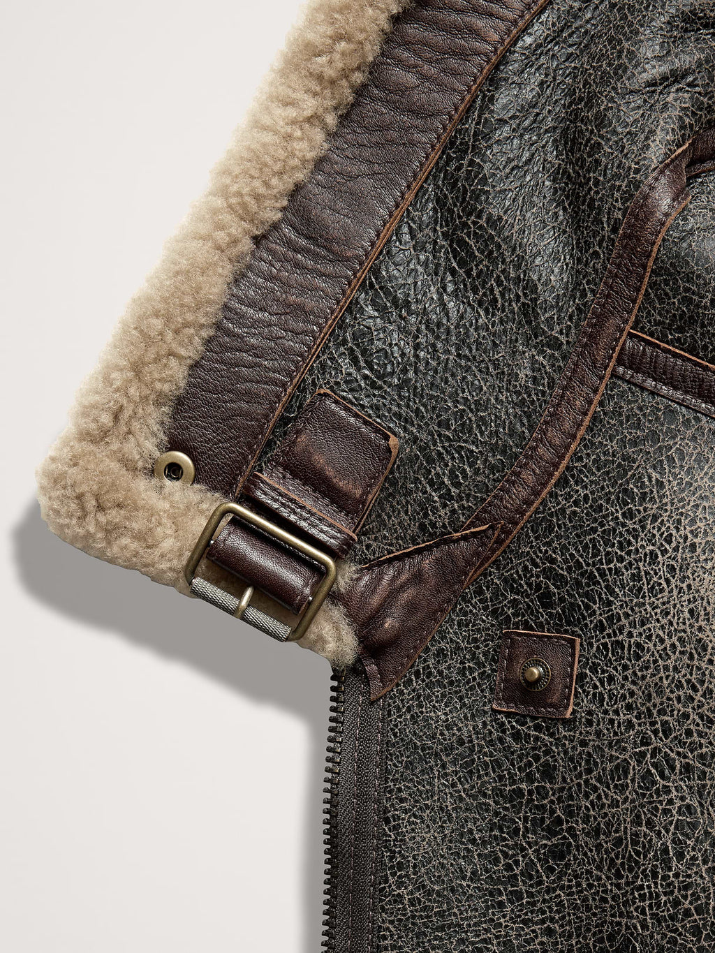 Shearling Flight Jacket - Brown