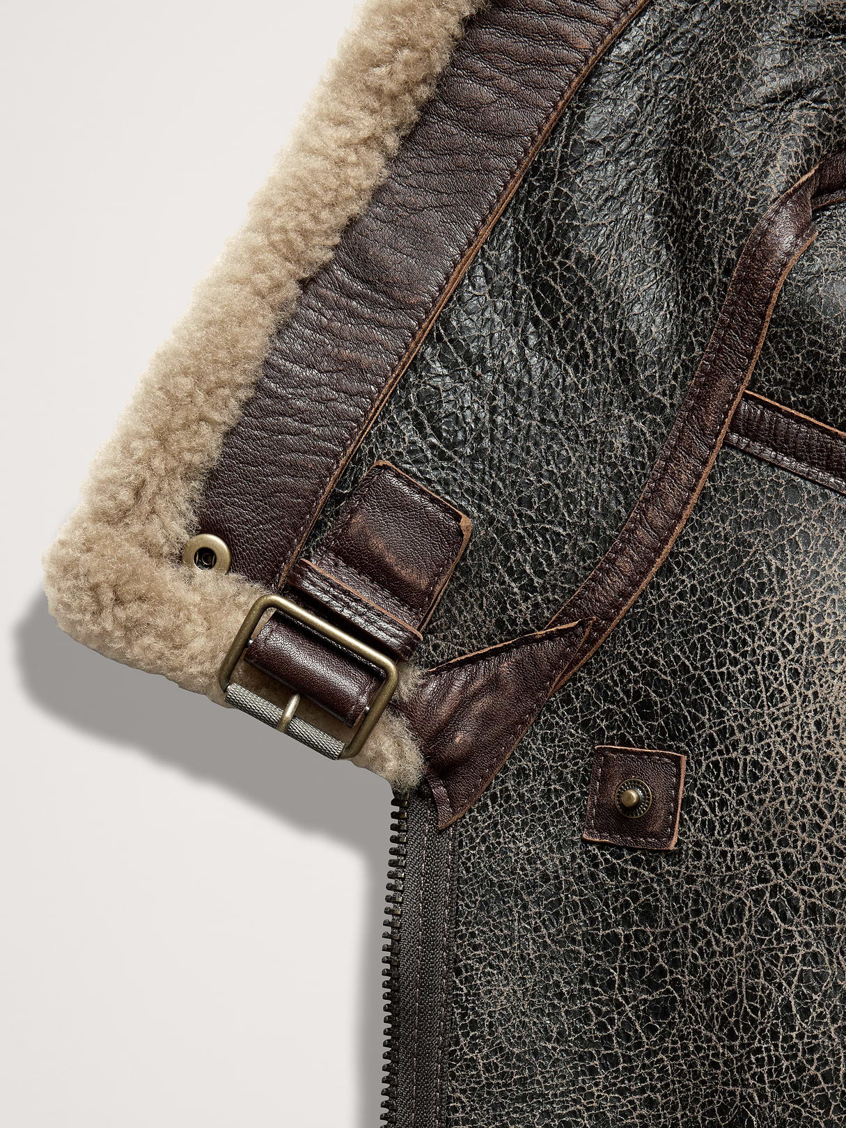 Shearling Flight Jacket - Brown