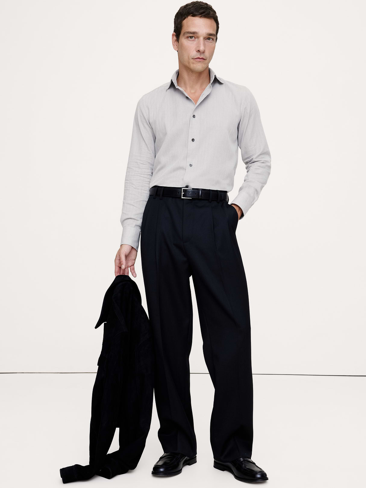 Slim-Fit Cotton-Cashmere Dress Shirt - Light Gray