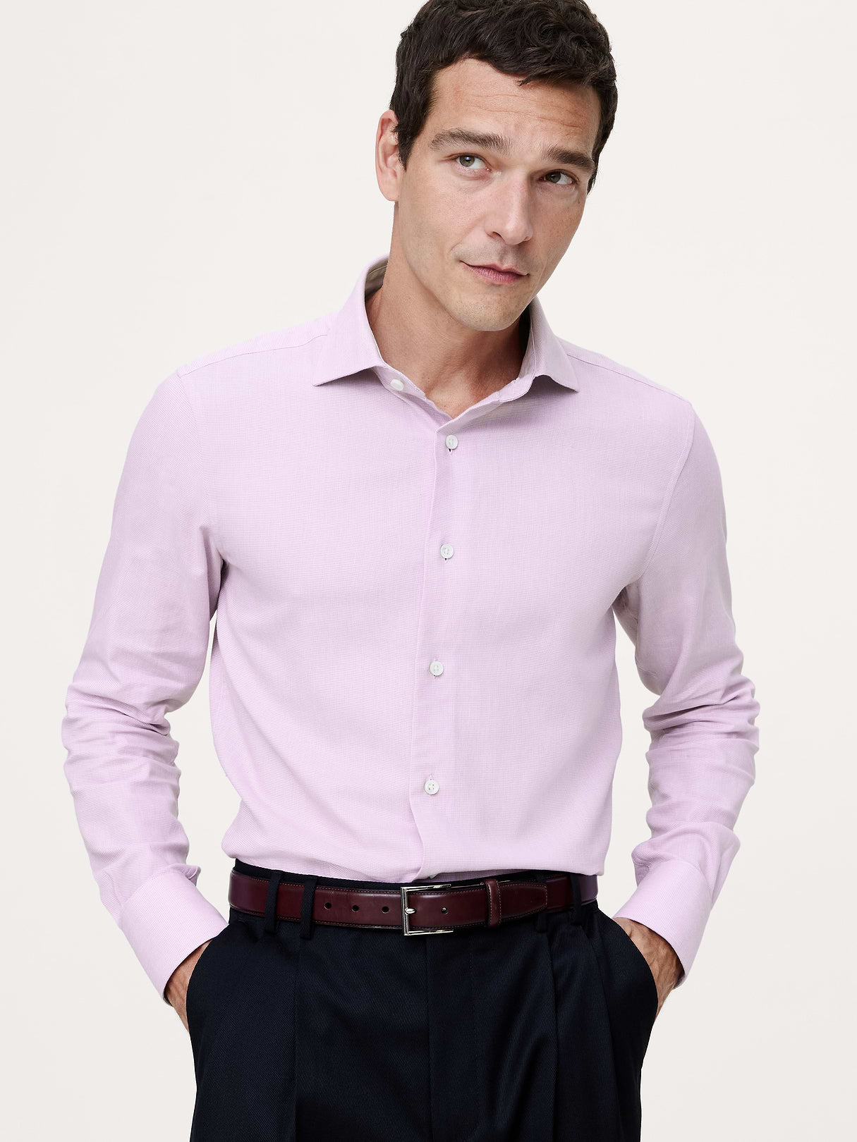 Slim-Fit Cotton-Cashmere Dress Shirt - Pink