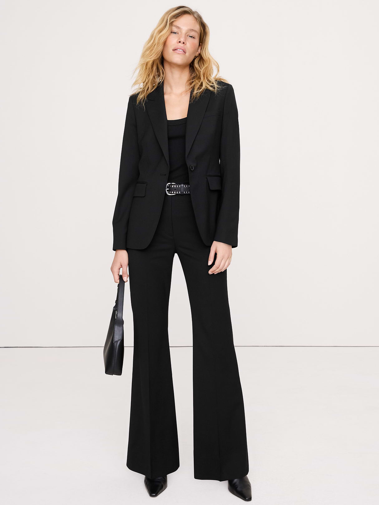 Slim Italian Wool Blazer - Black