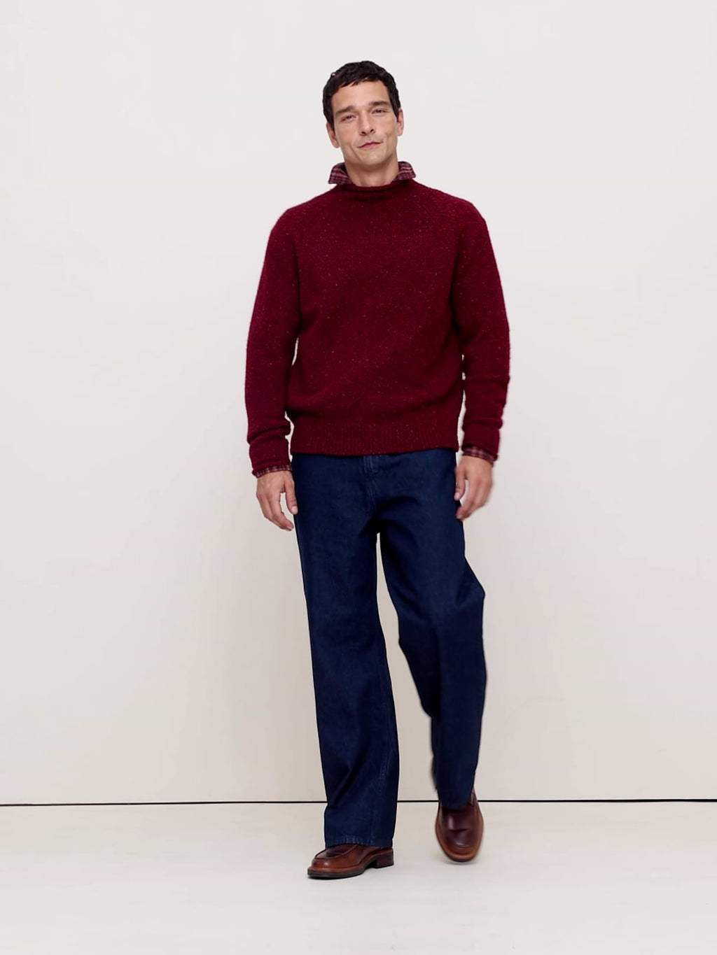 Donegal Roll-Neck Sweater - Pure Red