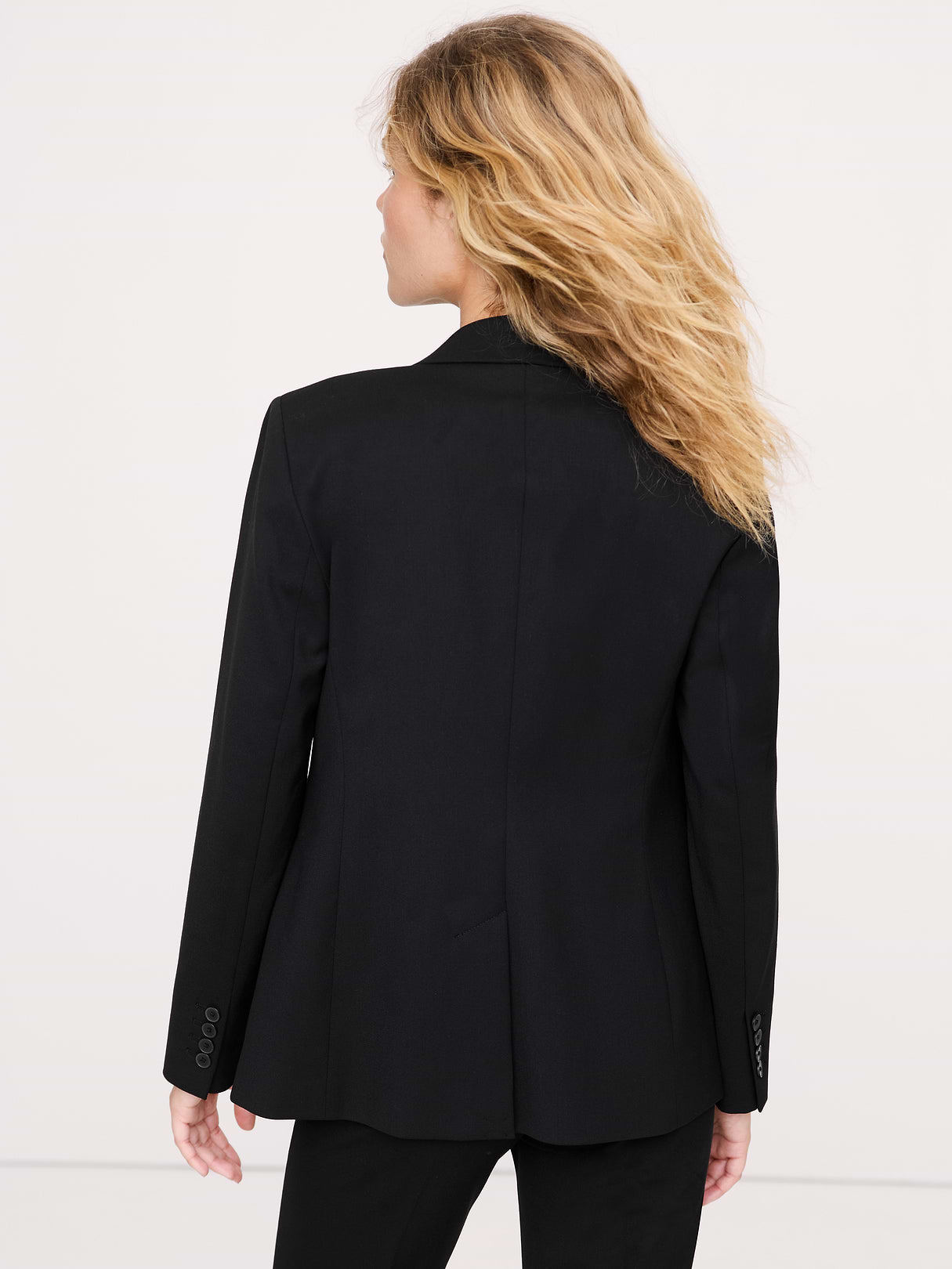 Slim Italian Wool Blazer - Black