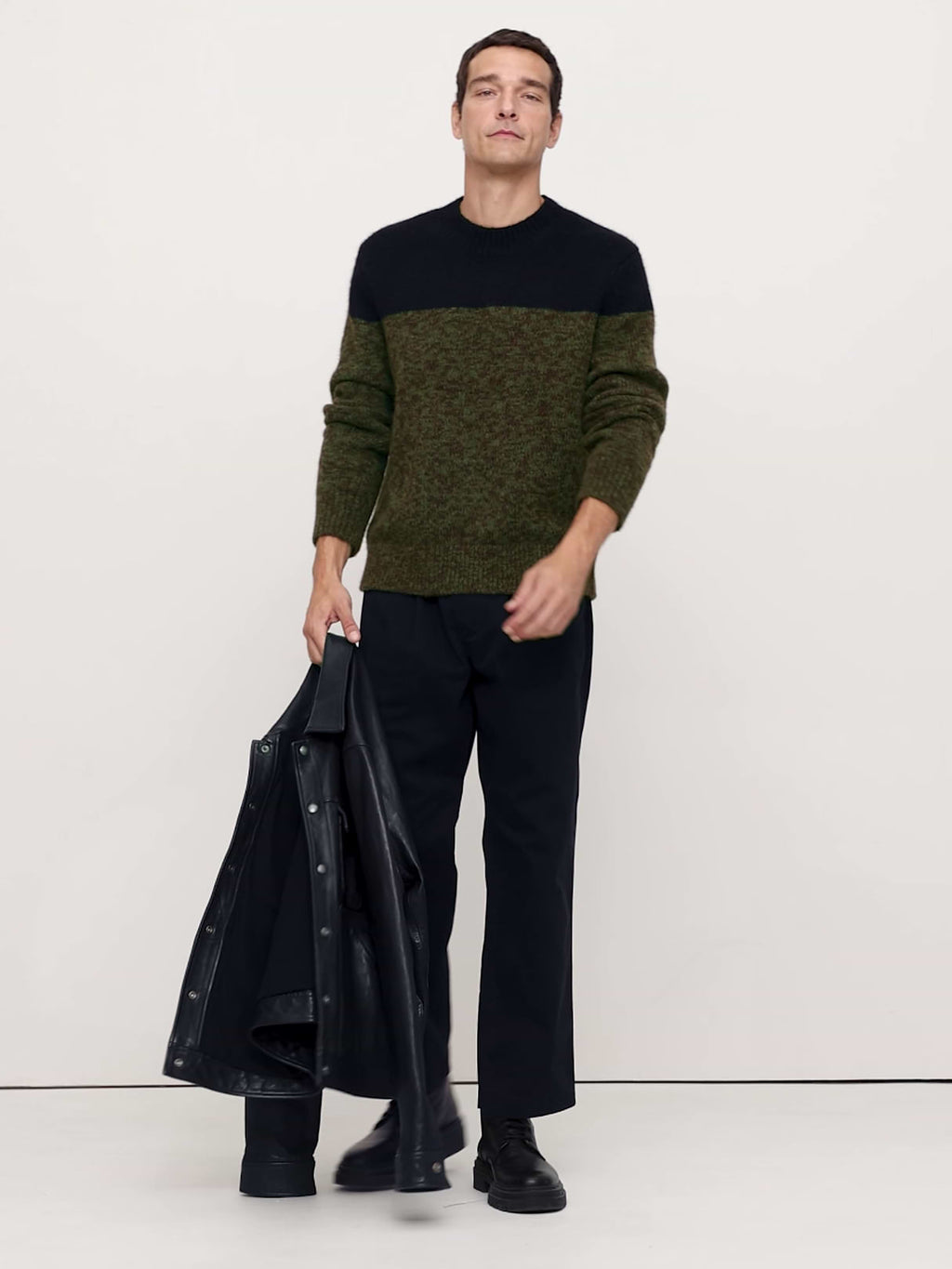 Alpaca-Wool Blend Color-Blocked Sweater - Mangrove Tree