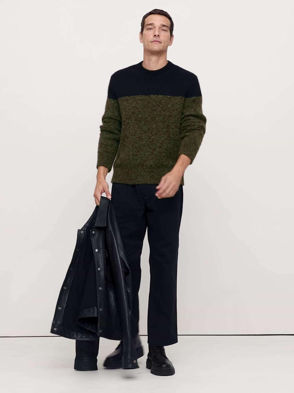 Alpaca-Wool Blend Color-Blocked Sweater - Mangrove Tree