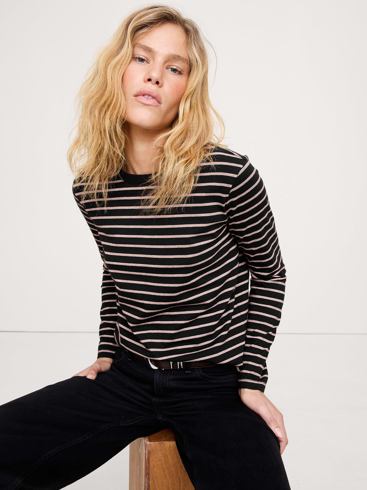 Vintage Cotton Long-Sleeve T-Shirt - Black Stripe
