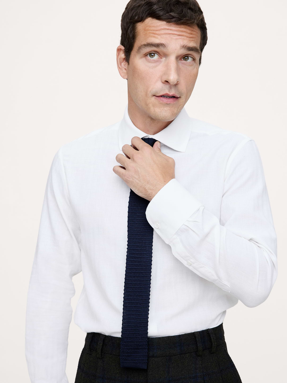 Slim-Fit Cotton-Cashmere Dress Shirt - Ivory