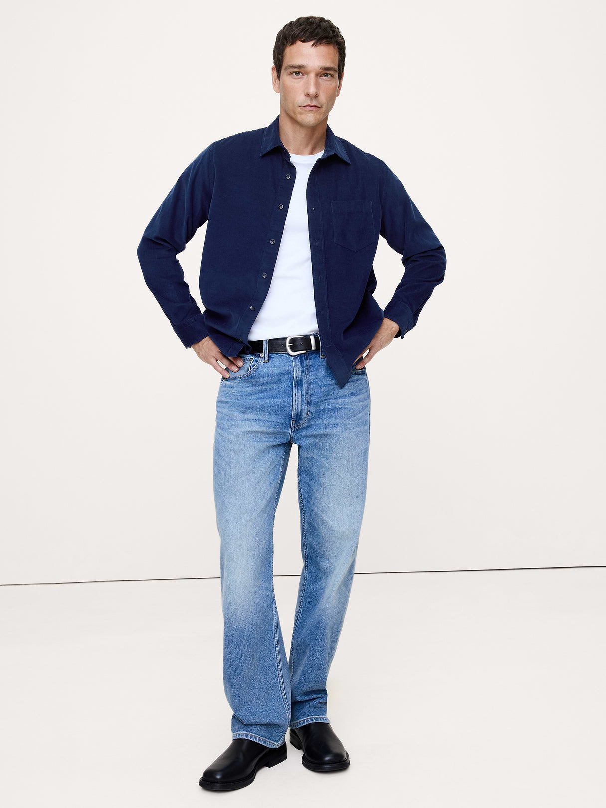 Standard-Fit Lightweight Corduroy Shirt - Medium Blue