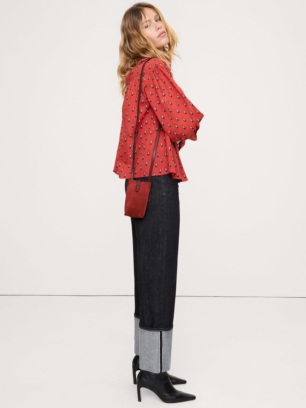 Crossbody Pouch - Deep Red Suede