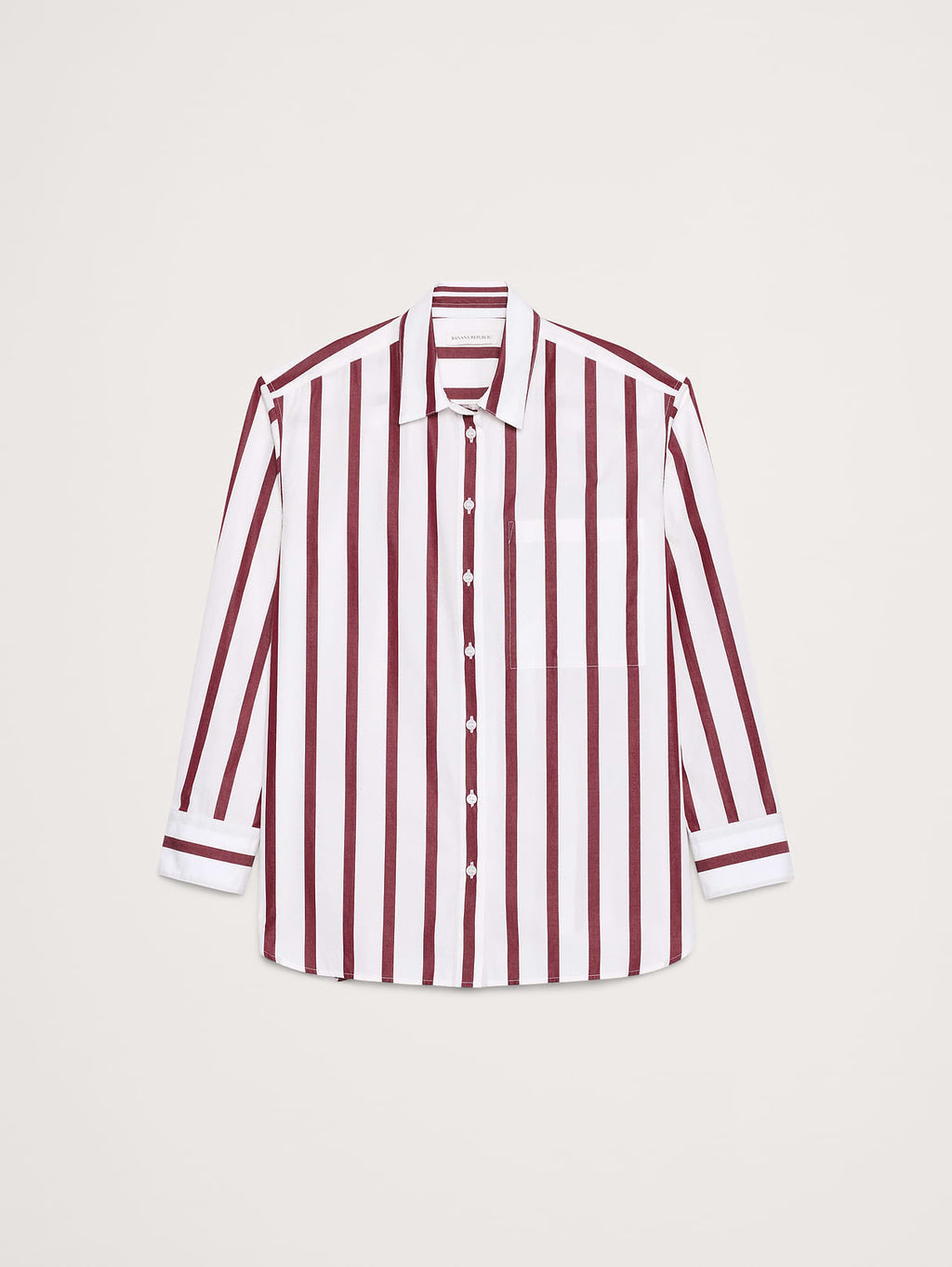 The Oversized Shirt in Cotton Poplin - Red Stripe