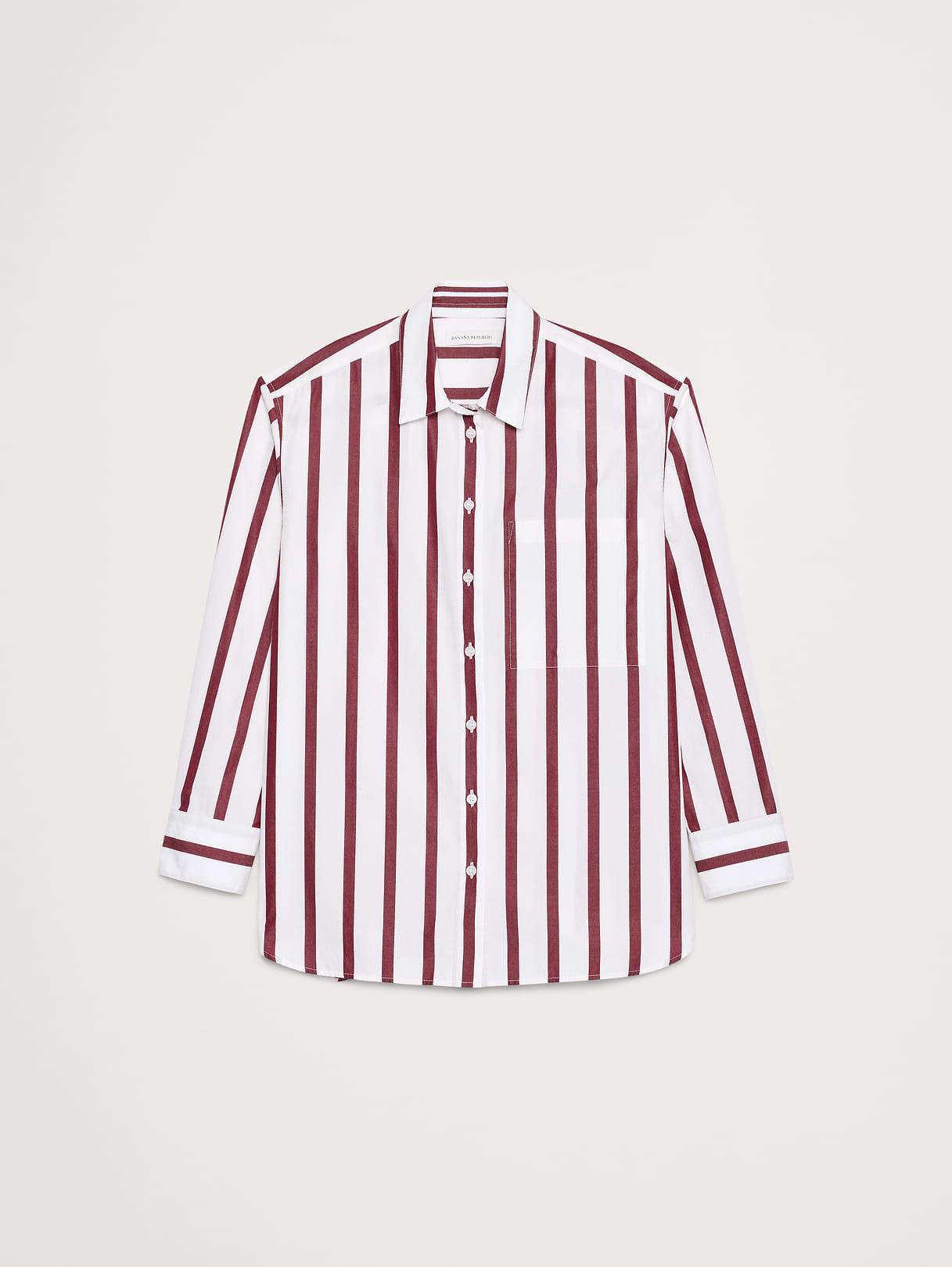 The Oversized Shirt in Cotton Poplin - Red Stripe