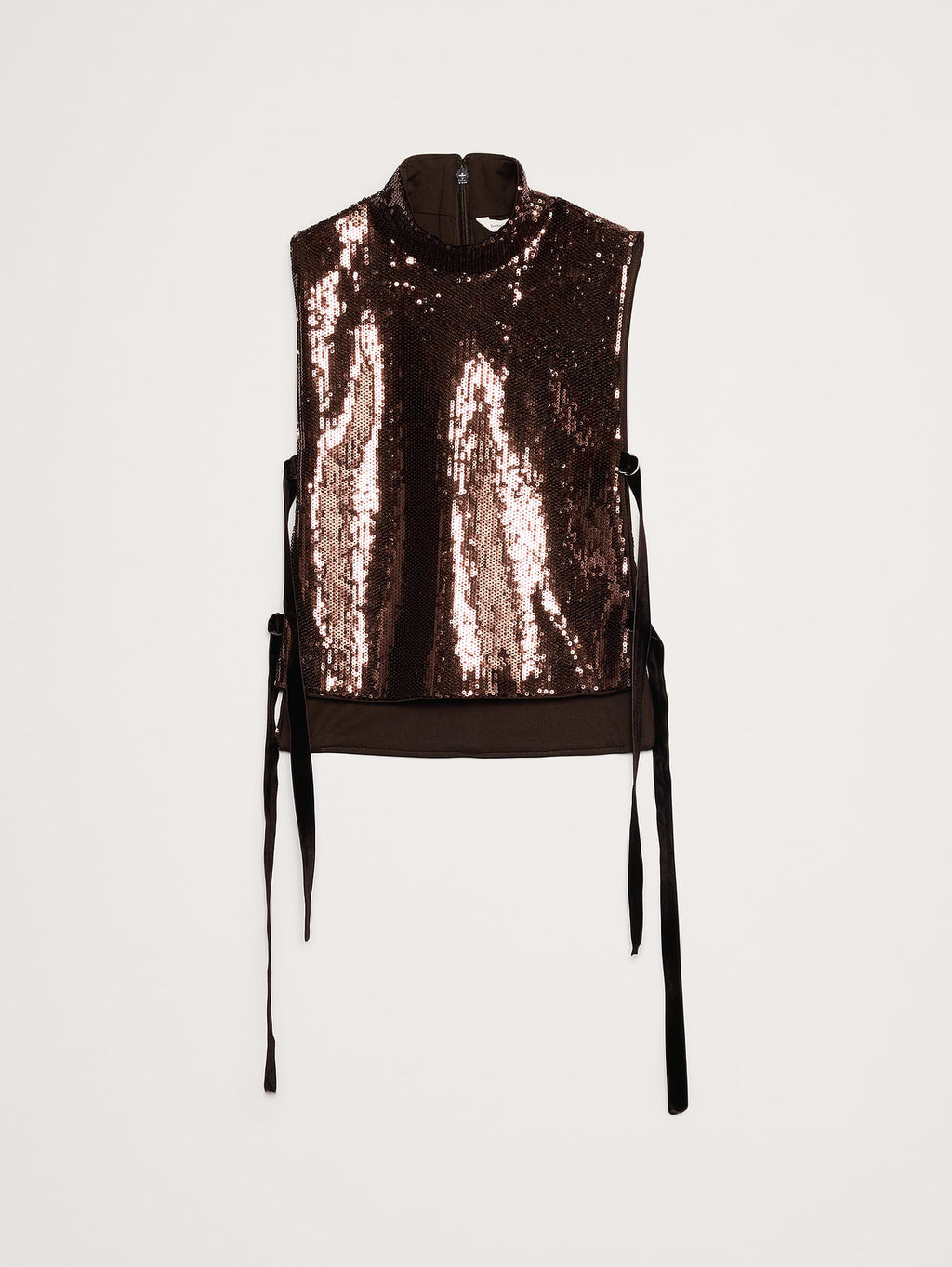 Sequin Open-Side Top - Double Chocolate Brown