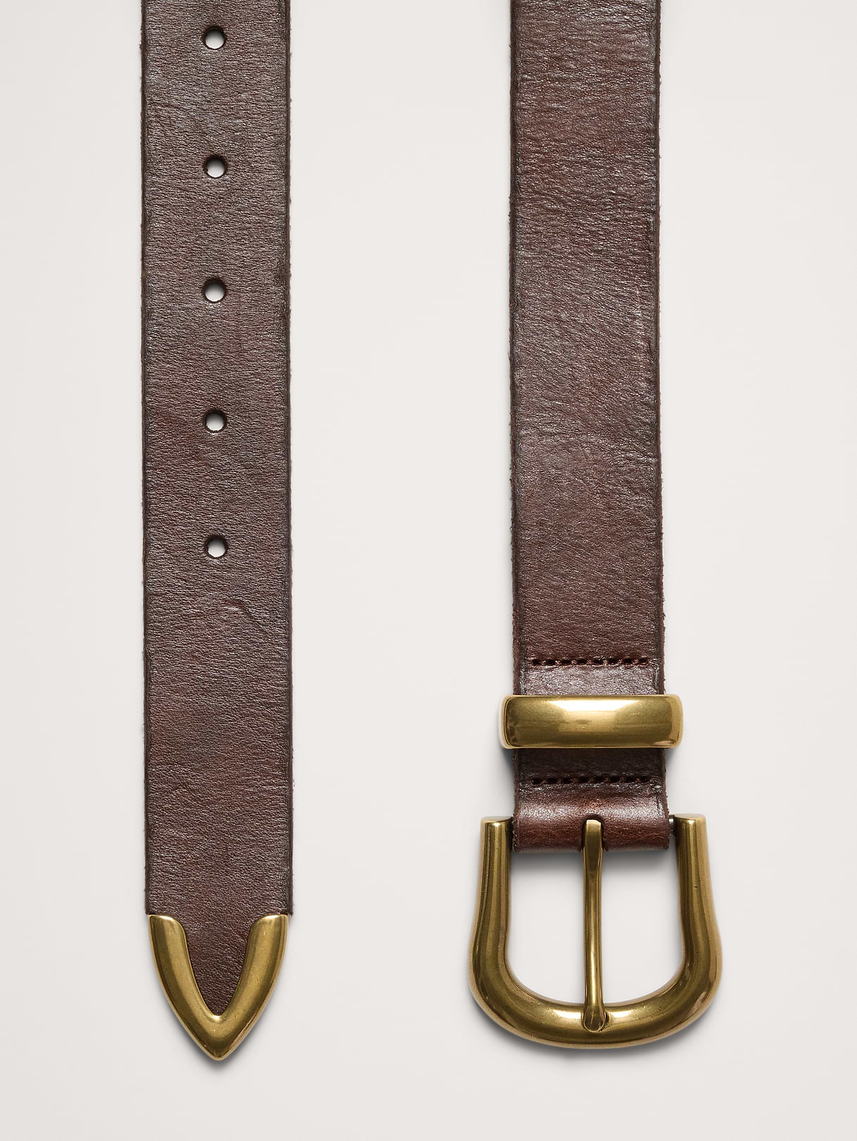 Western Leather Belt - Dark Oak Brown