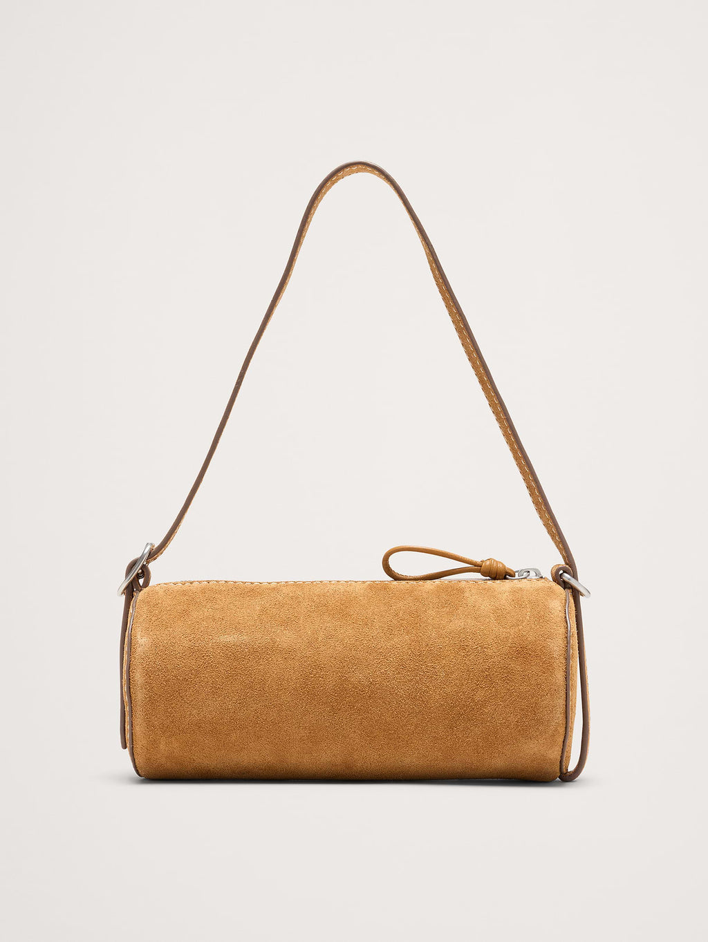 Leather Barrel Bag - Caramel Brown Suede