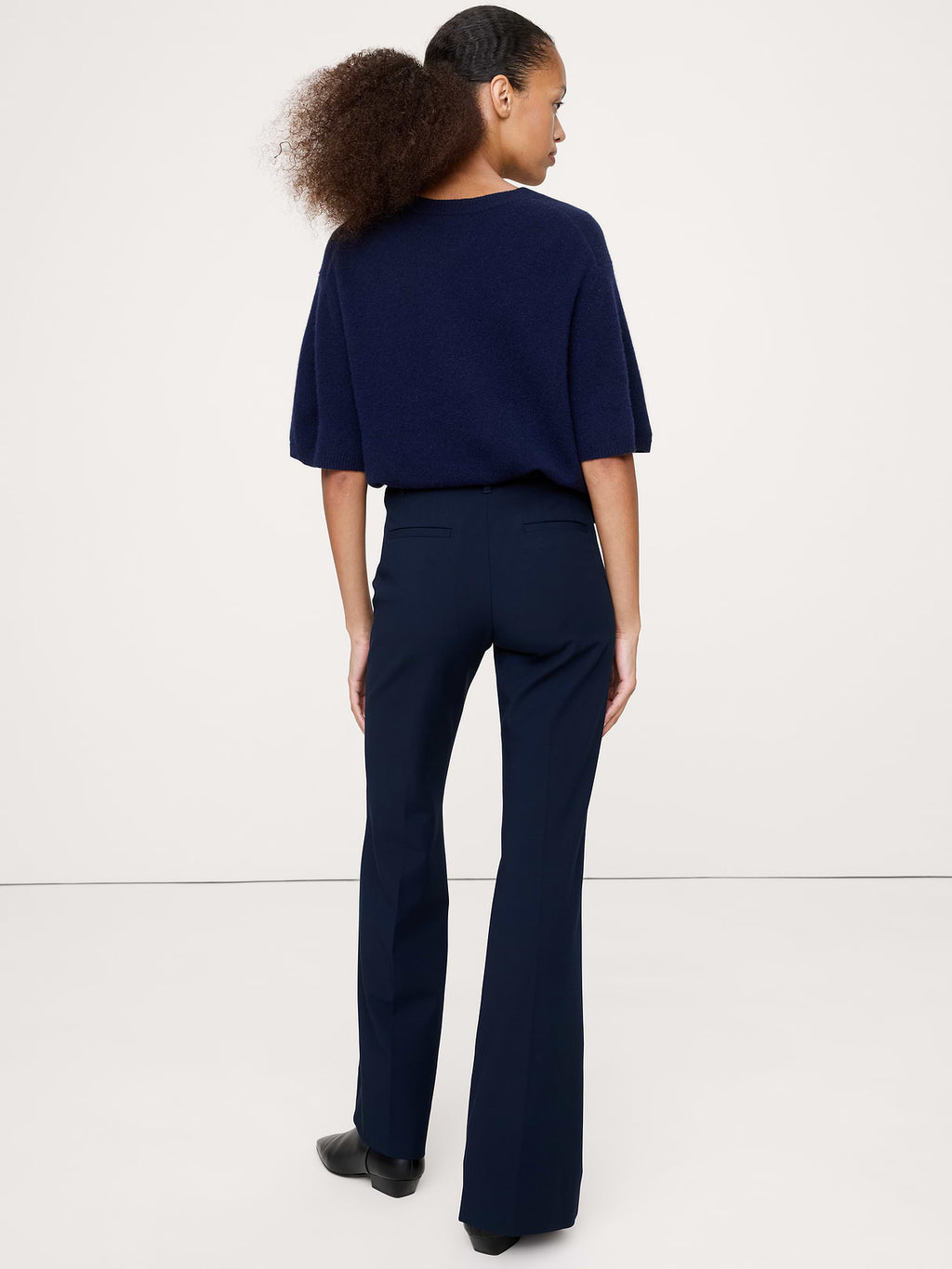 High-Rise Modern Flare City Stretch Pant - Navy Blue