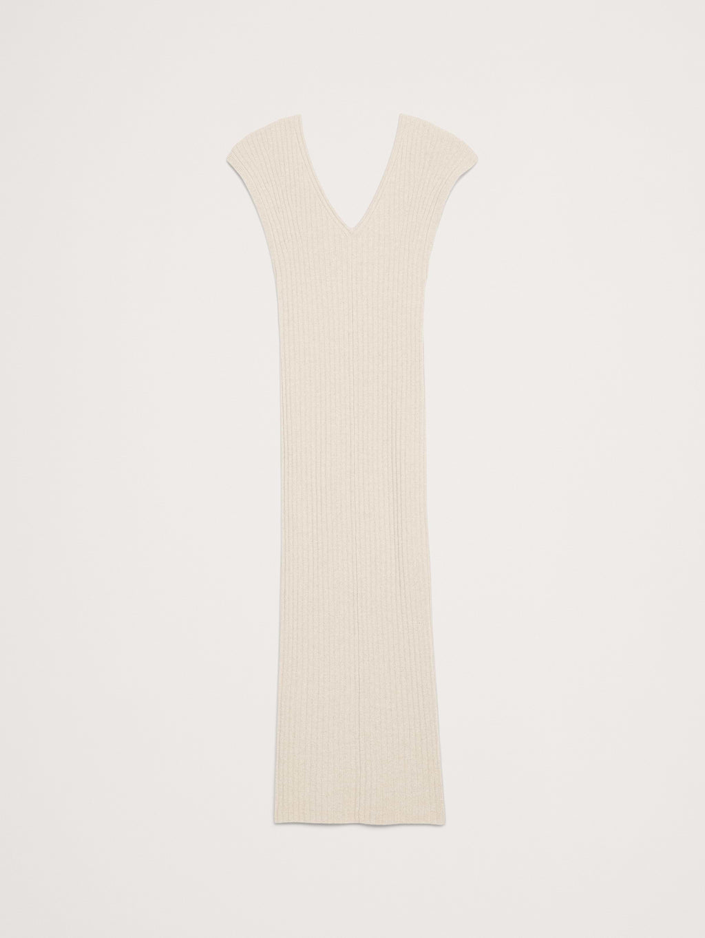 Merino-Cotton Maxi Dress with Open Back - Stone Heather