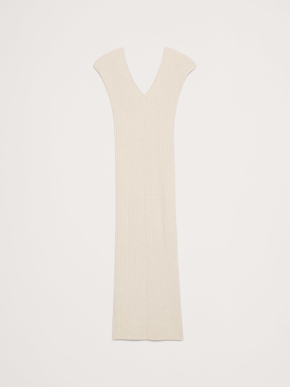 Merino-Cotton Maxi Dress with Open Back - Stone Heather