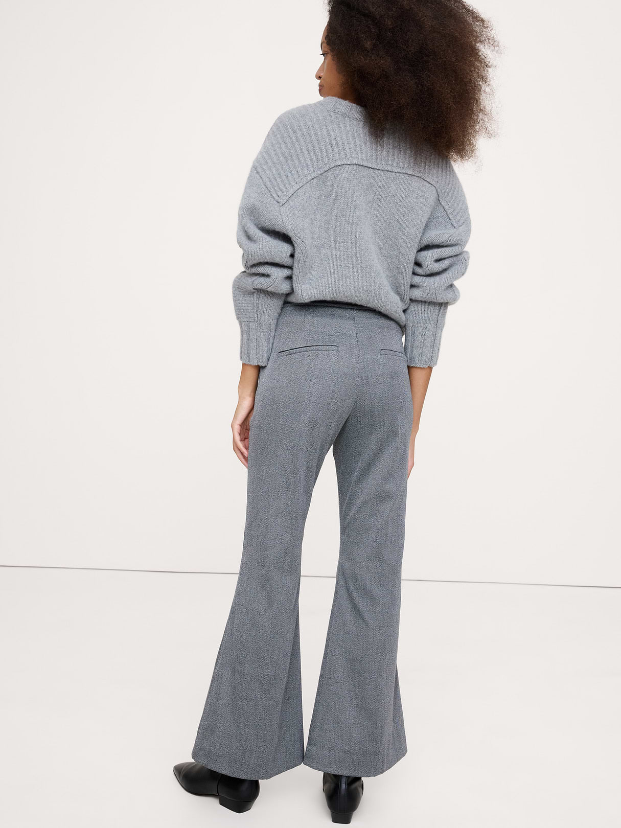 Mid-Rise Flare Italian Twill Pant - Gray Texture