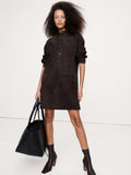 Suede Popover Shift Dress - Ganache Brown