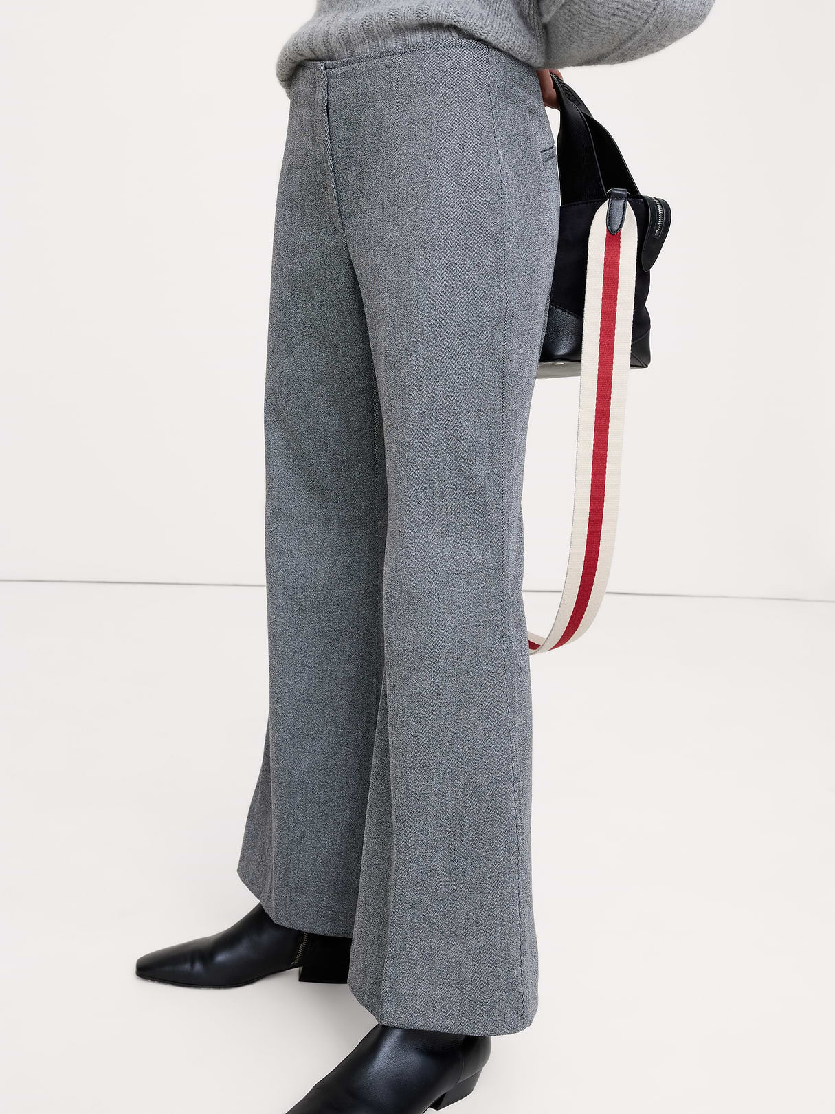 Mid-Rise Flare Italian Twill Pant - Gray Texture