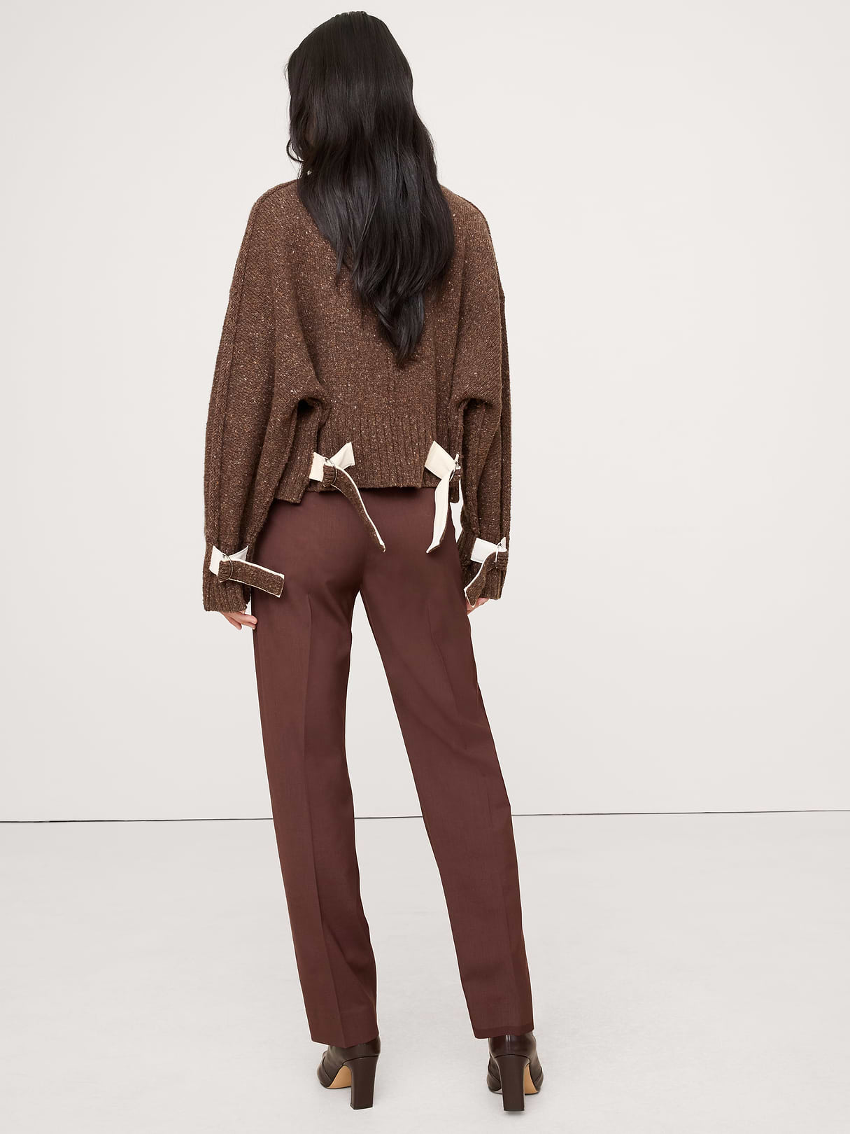 Ultra High-Rise Modern Slim Italian Lightweight Wool Ankle Pant - Espresso Brown
