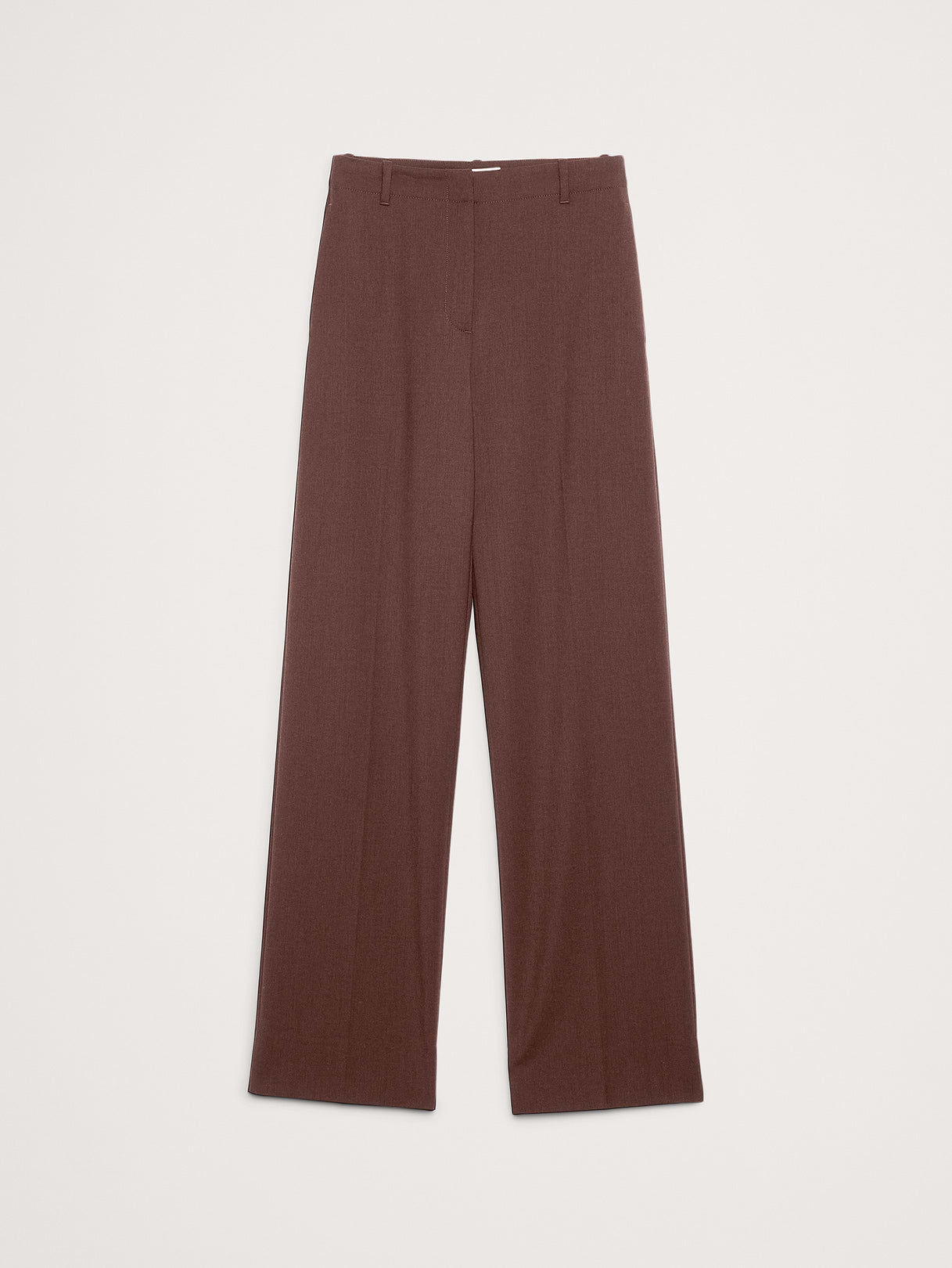 Ultra High-Rise Modern Straight Italian Lightweight Wool Pant - Espresso Brown