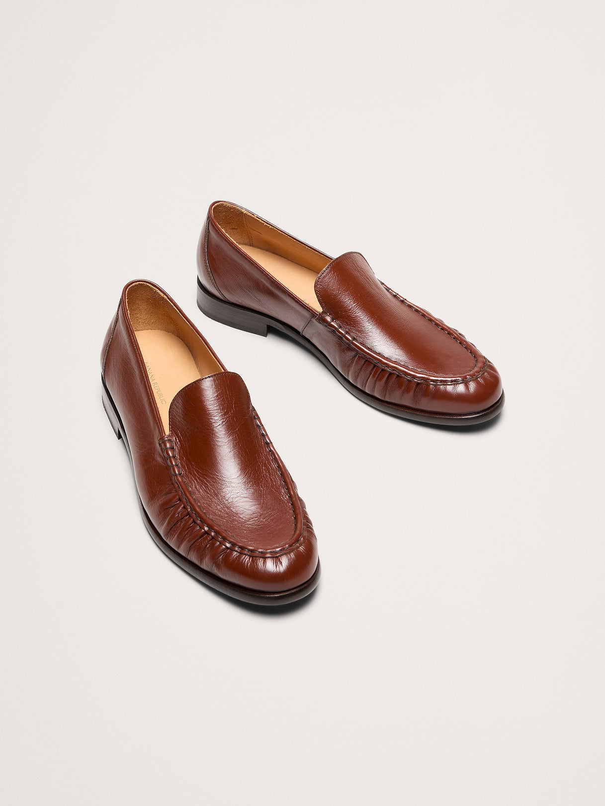 Leather Moc-Toe Loafer - Medium Brown