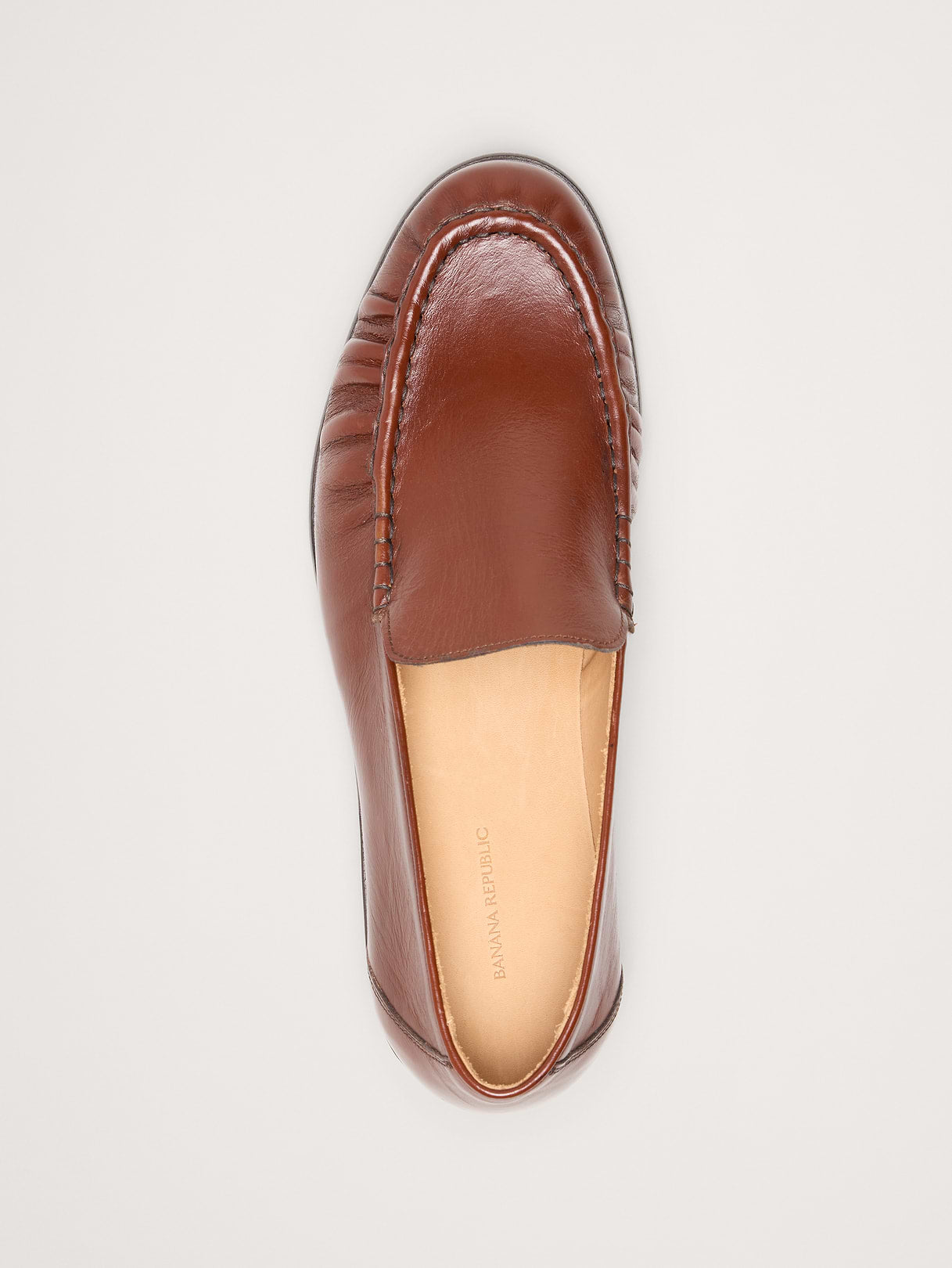 Leather Moc-Toe Loafer - Medium Brown