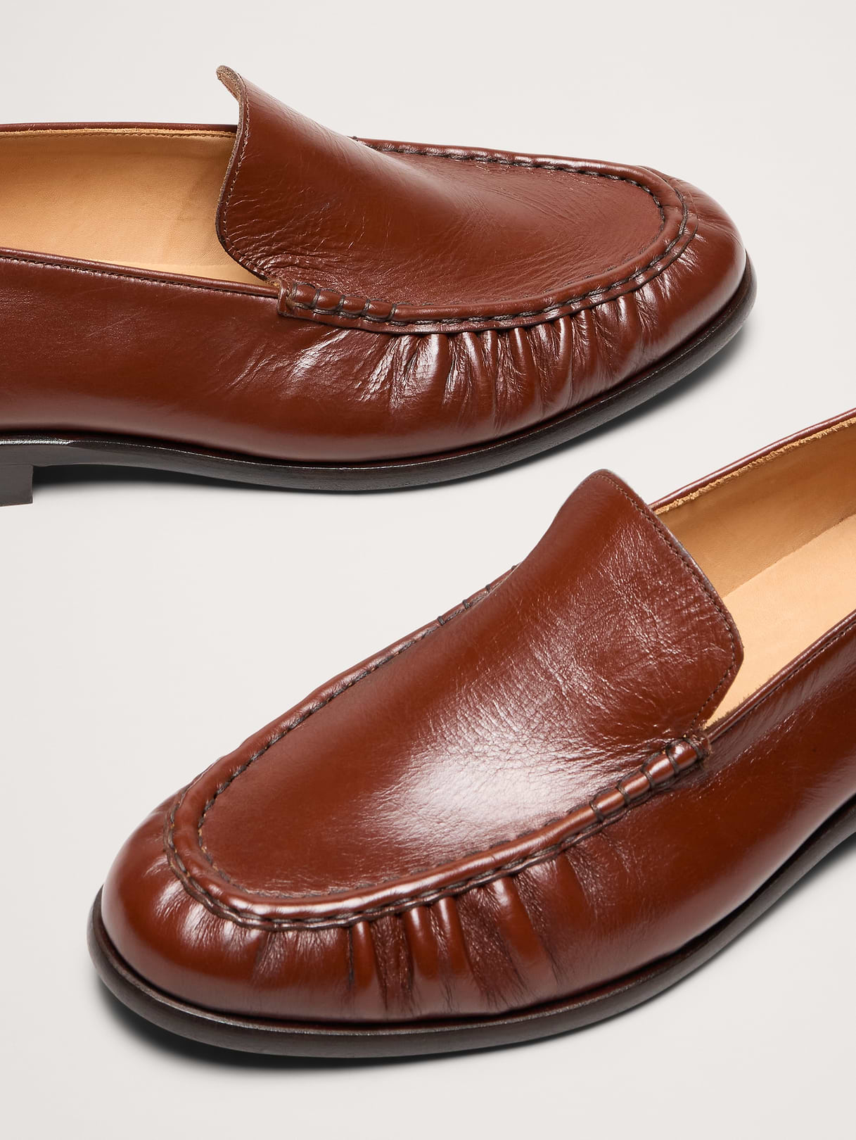 Leather Moc-Toe Loafer - Medium Brown