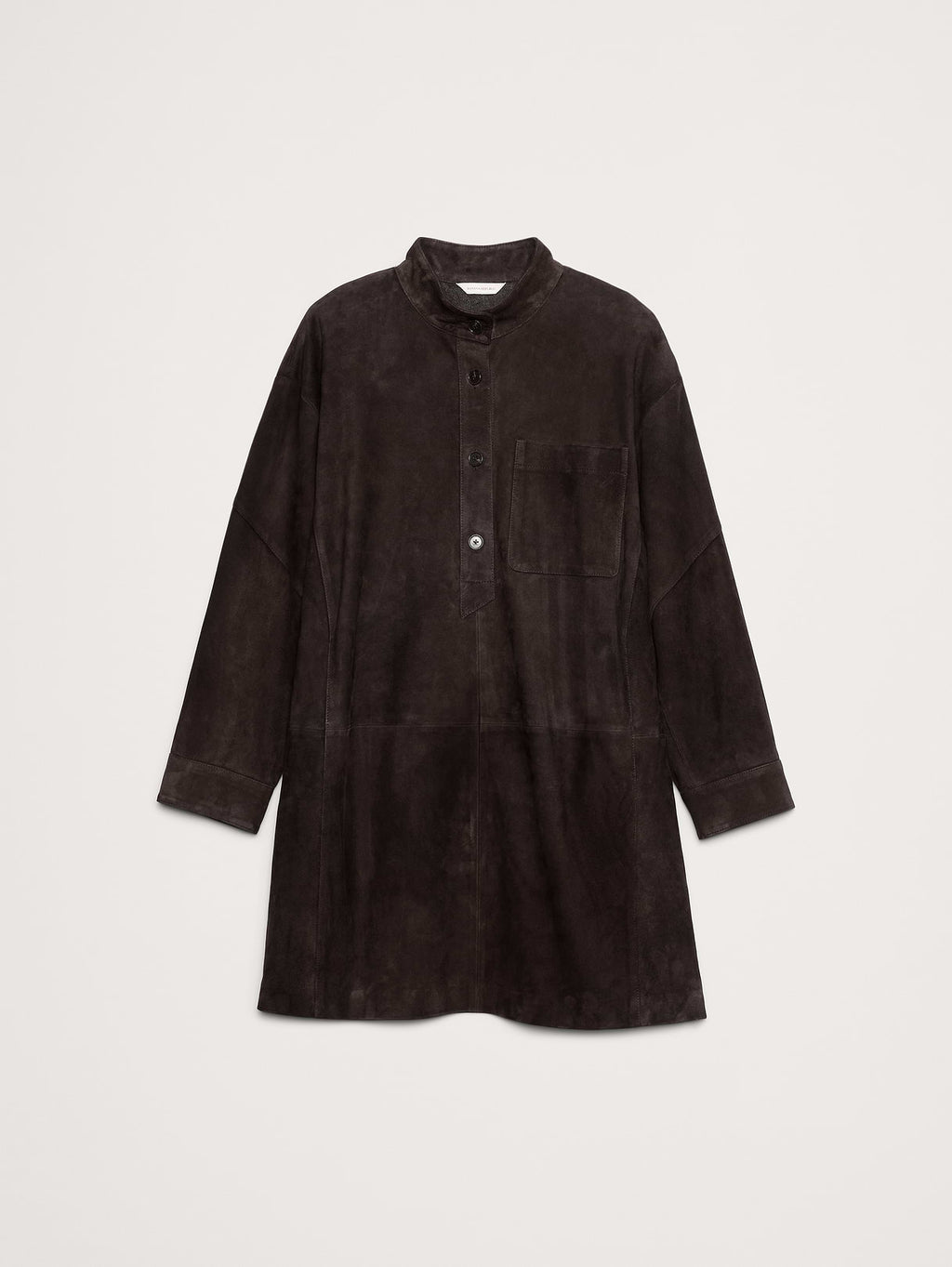 Suede Popover Shift Dress - Ganache Brown