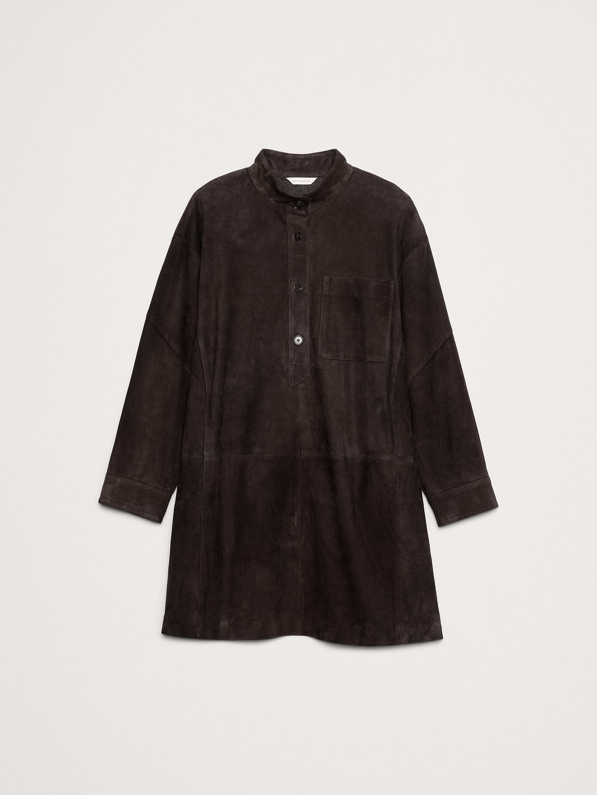 Suede Popover Shift Dress - Ganache Brown