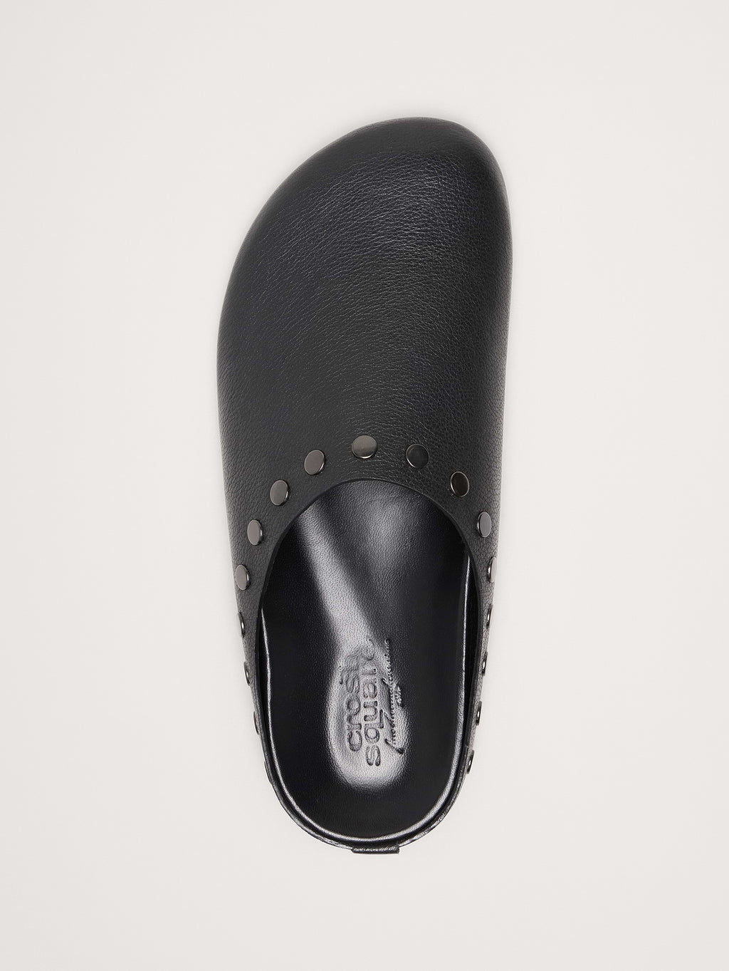 Leather Essential Clog - Studded Black Leather with Leather Footbed