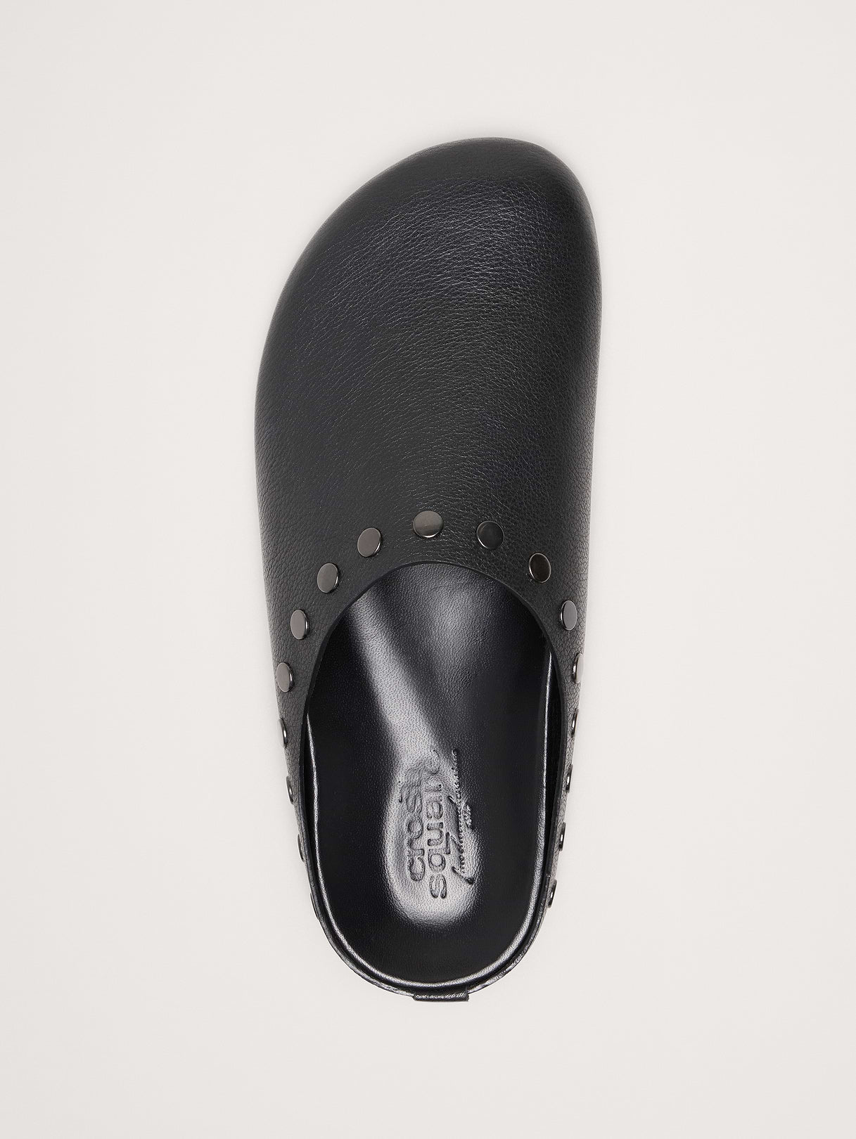 Leather Essential Clog - Studded Black Leather with Leather Footbed