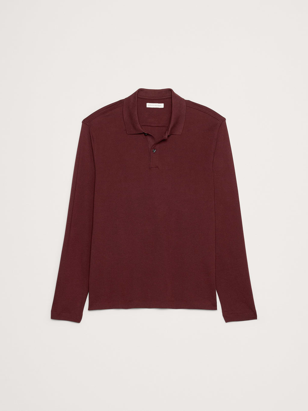 Luxury-Touch Long-Sleeve Polo - Redwood Burgundy