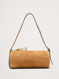 Leather Barrel Bag - Caramel Brown Suede