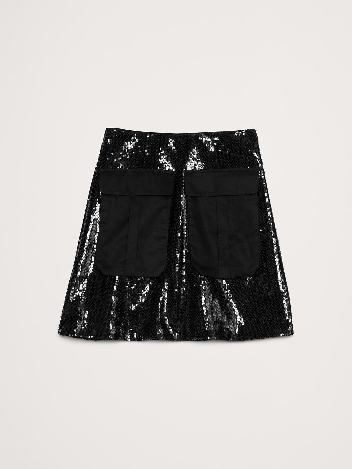 Sequin Ponte Mini Skirt - Black