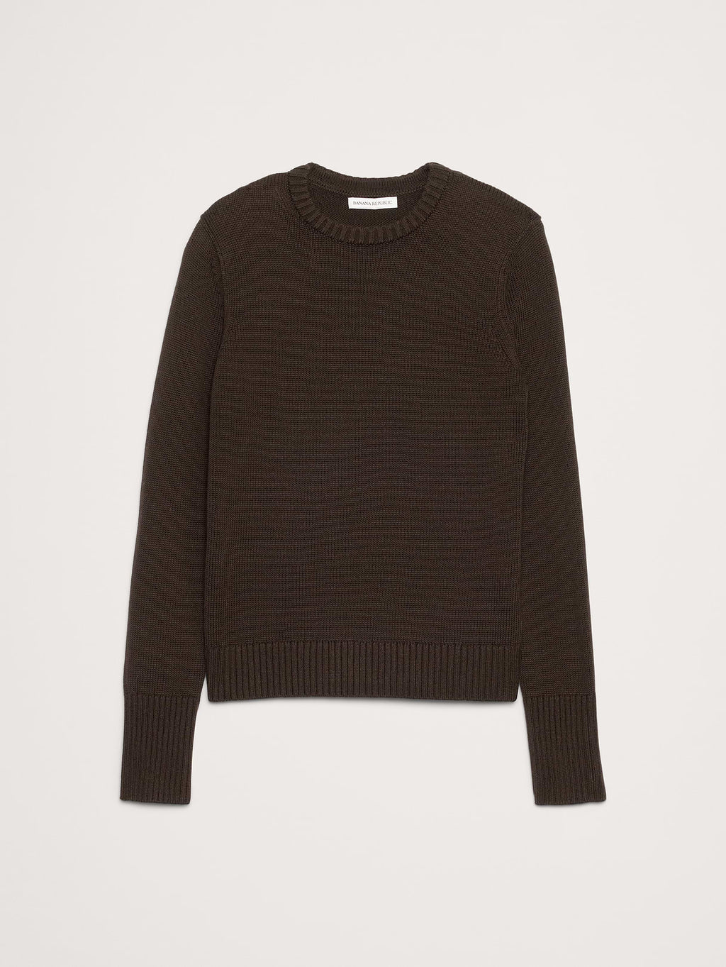 Cotton-Silk Crew-Neck Sweater - Double Chocolate Brown