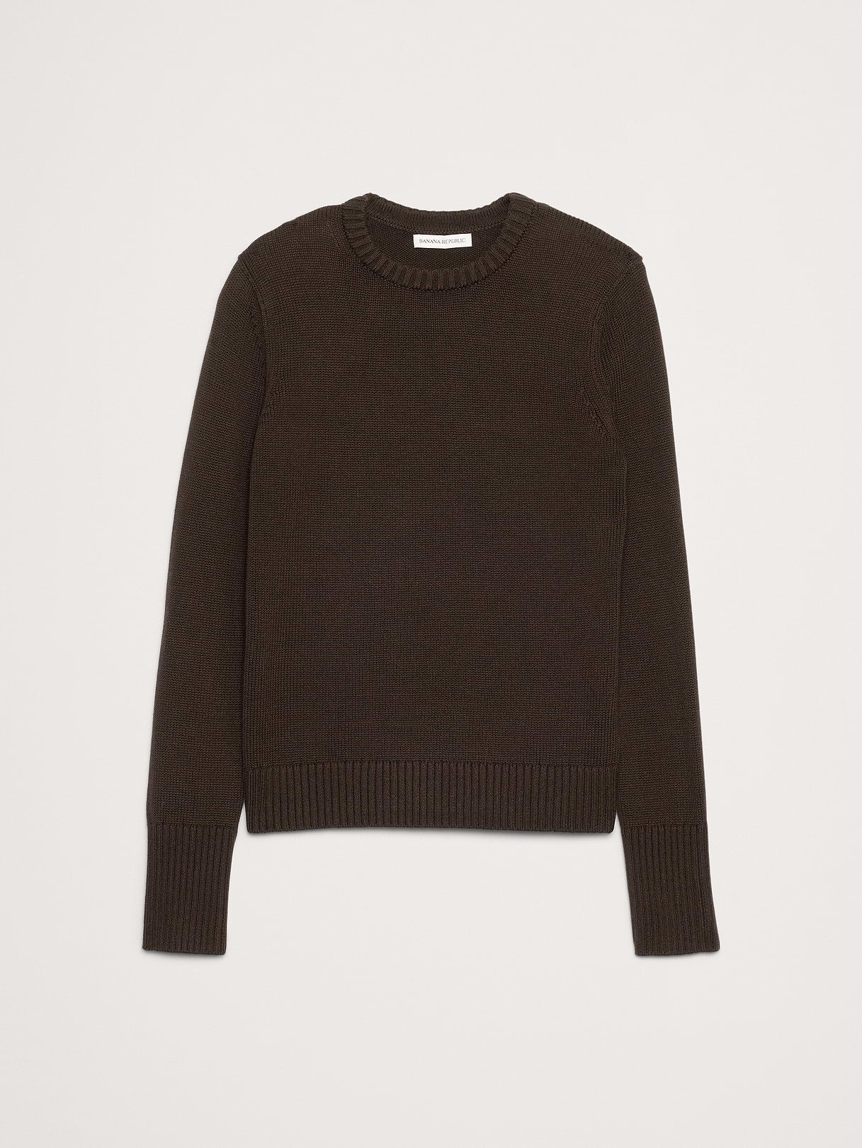 Cotton-Silk Crew-Neck Sweater - Double Chocolate Brown