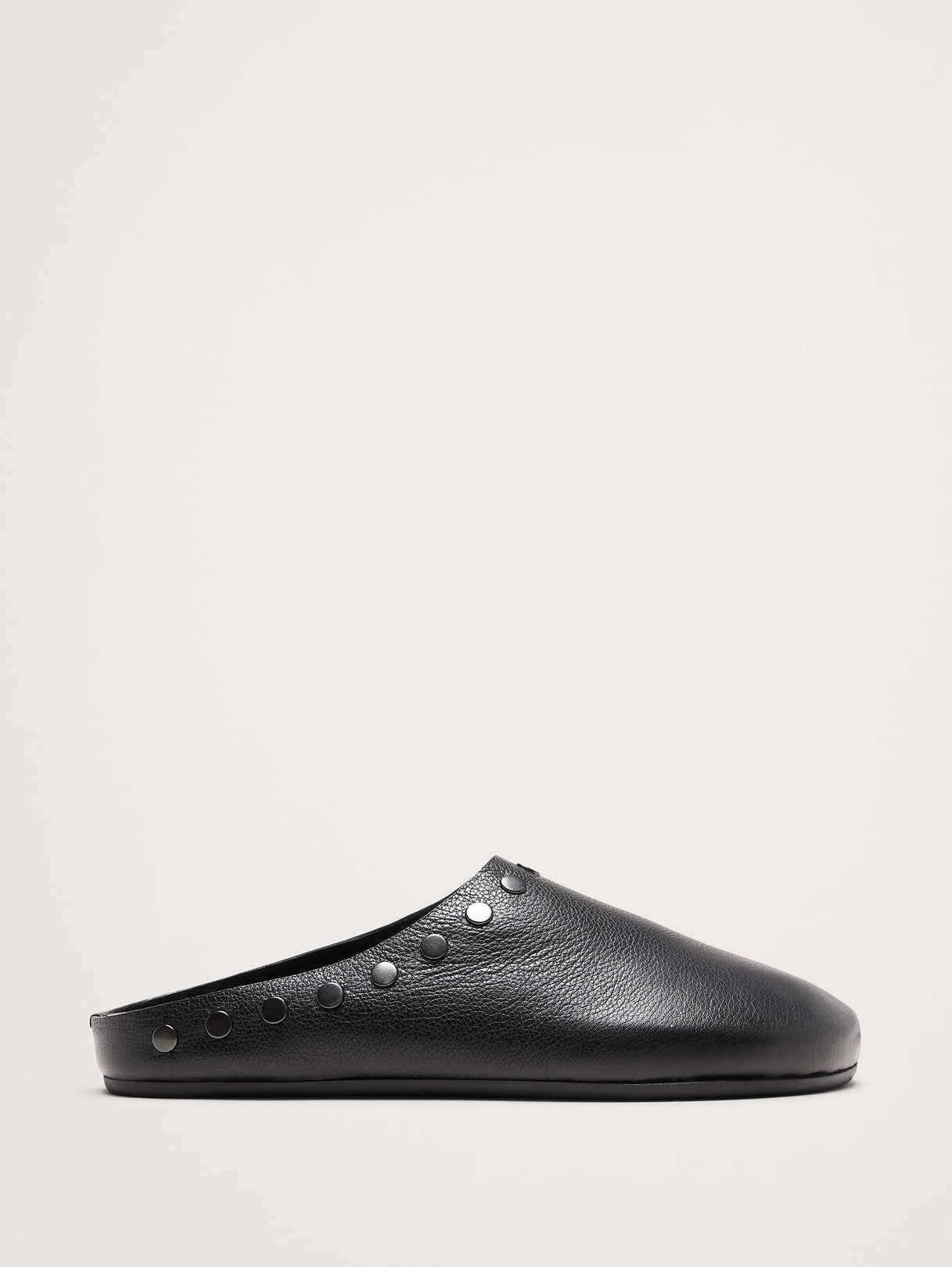 Leather Essential Clog - Studded Black Leather with Leather Footbed