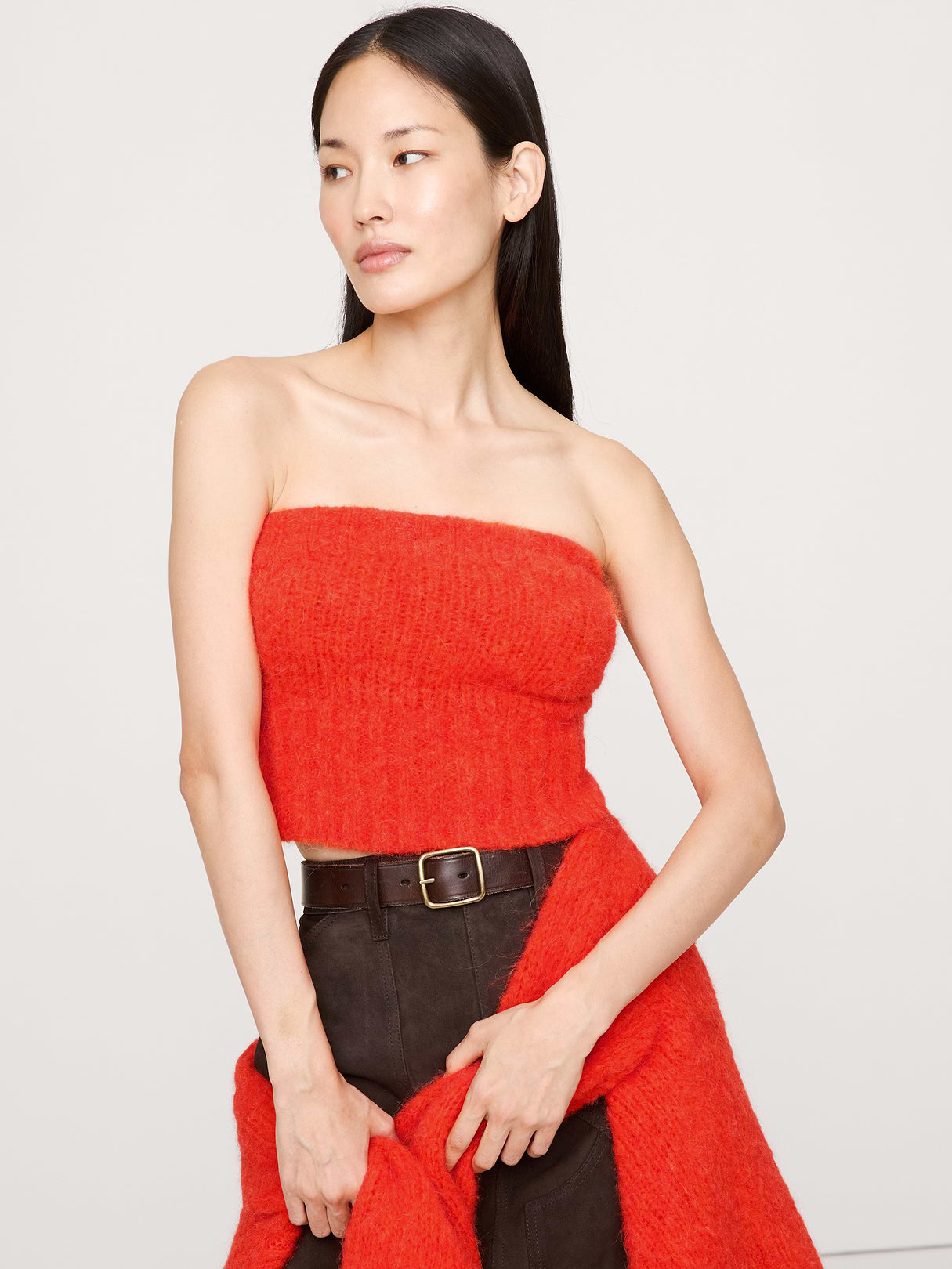 Italian Alpaca-Blend Tube Top - Fire Red