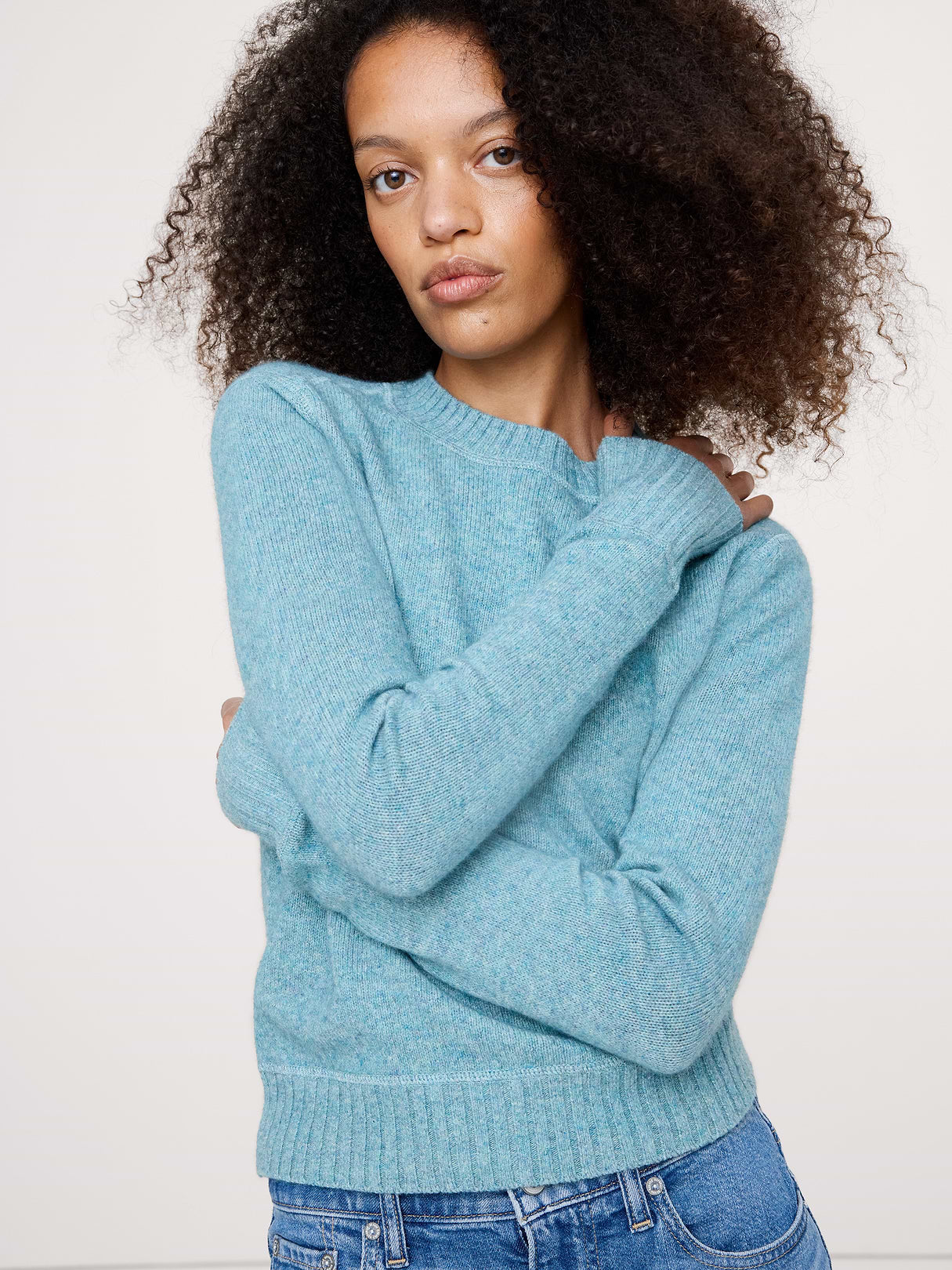 The Fireside Sweater in Merino-Cotton - Sea Blue