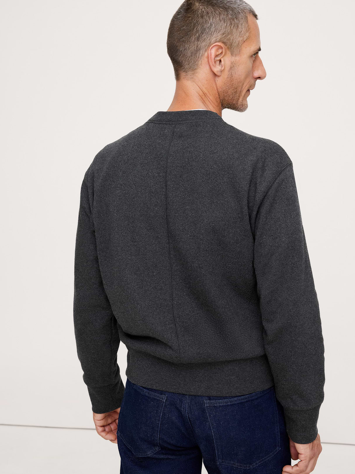 Brushed Fleece Crew-Neck Sweatshirt - Charcoal Gray