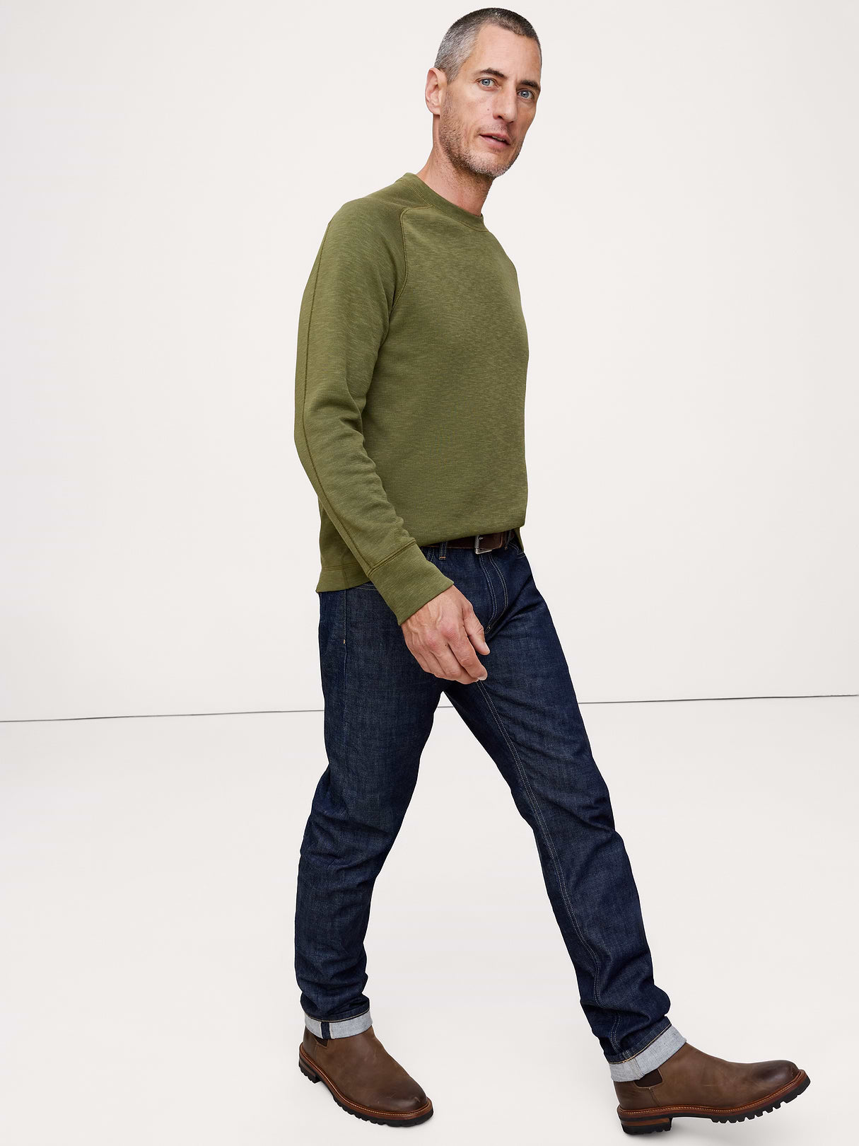 Slub Double-Knit Crew-Neck T-Shirt - Green Mangrove