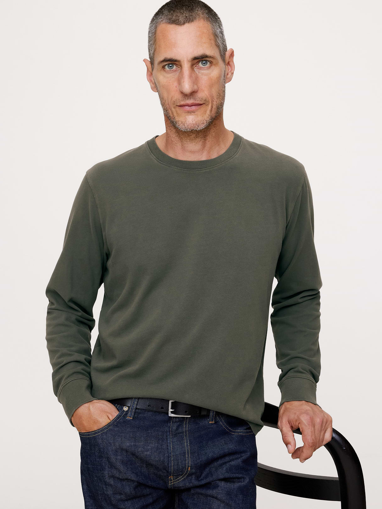 Sueded Cotton Long-Sleeve T-Shirt - Yosemite Green