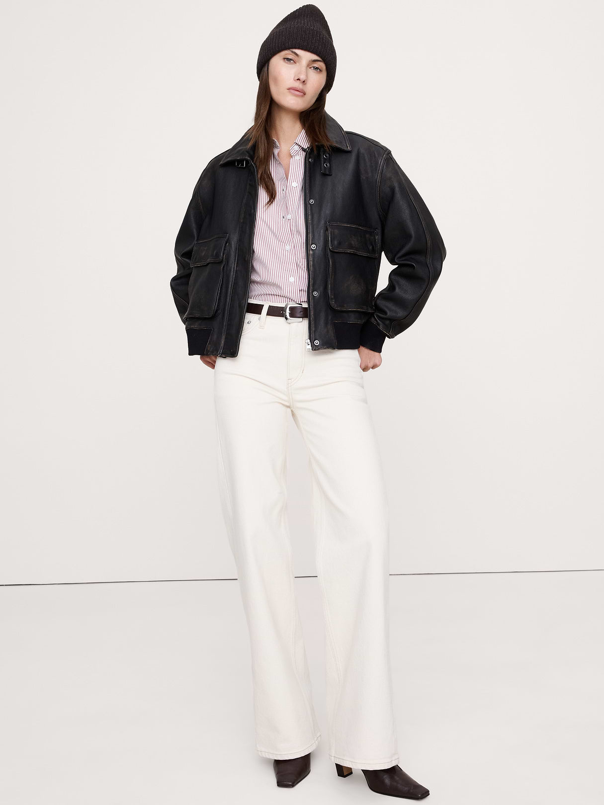 The Oversized Shirt in Cotton Poplin - Mini Stripe